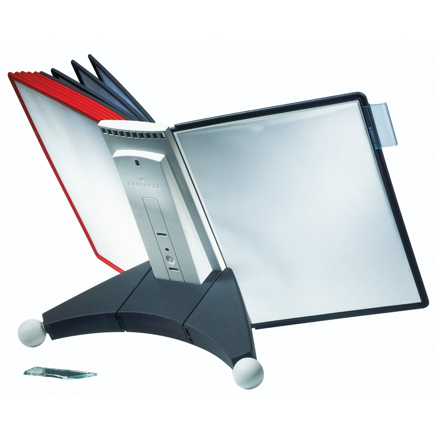 DURABLE Sichttafelständer SHERPA® TABLE 10 53 x 40,5 x 38 cm (B x H x T) ABS Kunststoff/Polypropylen/PVC Anzahl der mitgelieferten Sichttafeln: 10 Sichttafeln je 5 x rot, schwarz