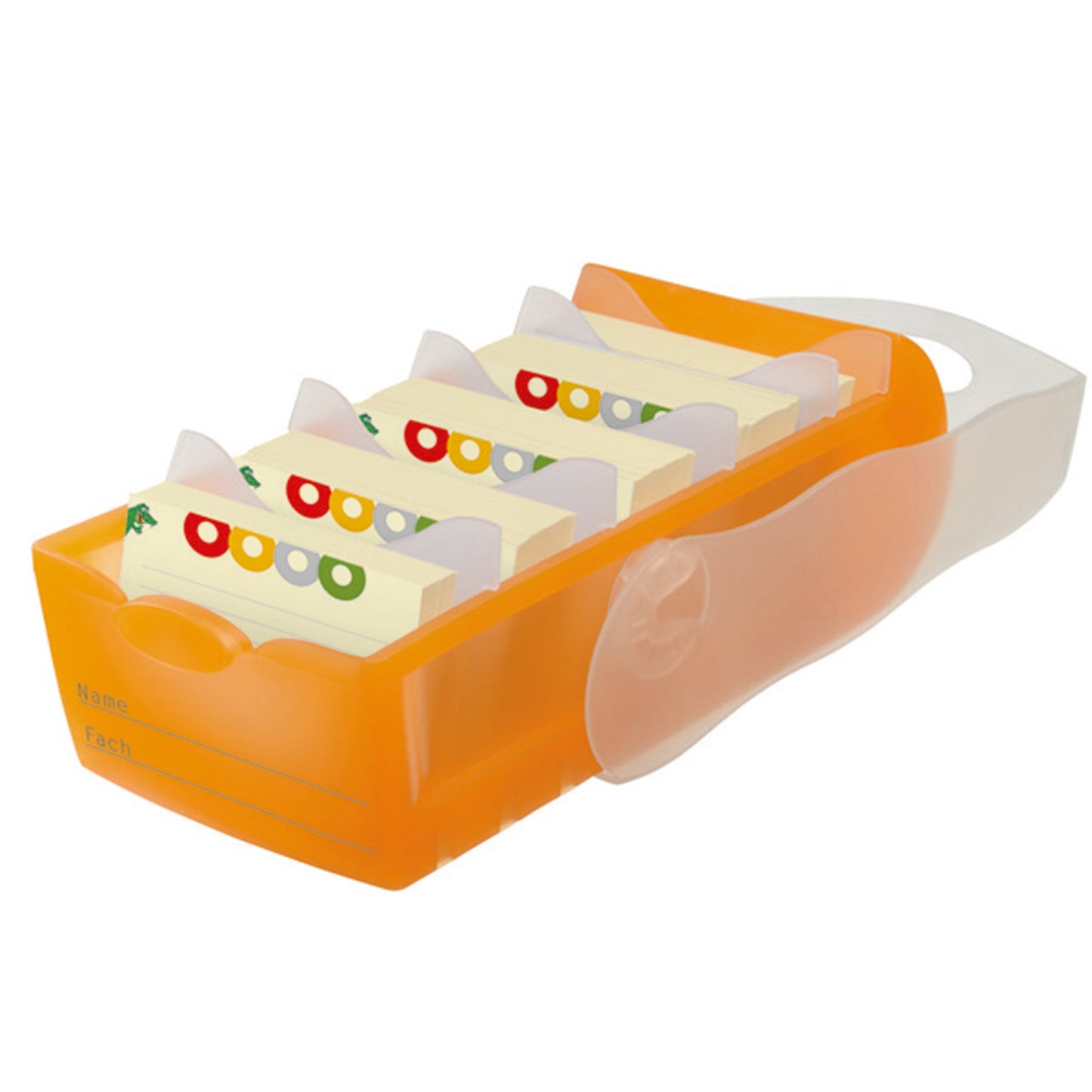 HAN Karteikasten CROCO 9,7 x 6,7 x 19,1 cm (B x H x T) DIN A8 quer 500 Karten Polypropylen orange transluzent 5 Stützplatten
