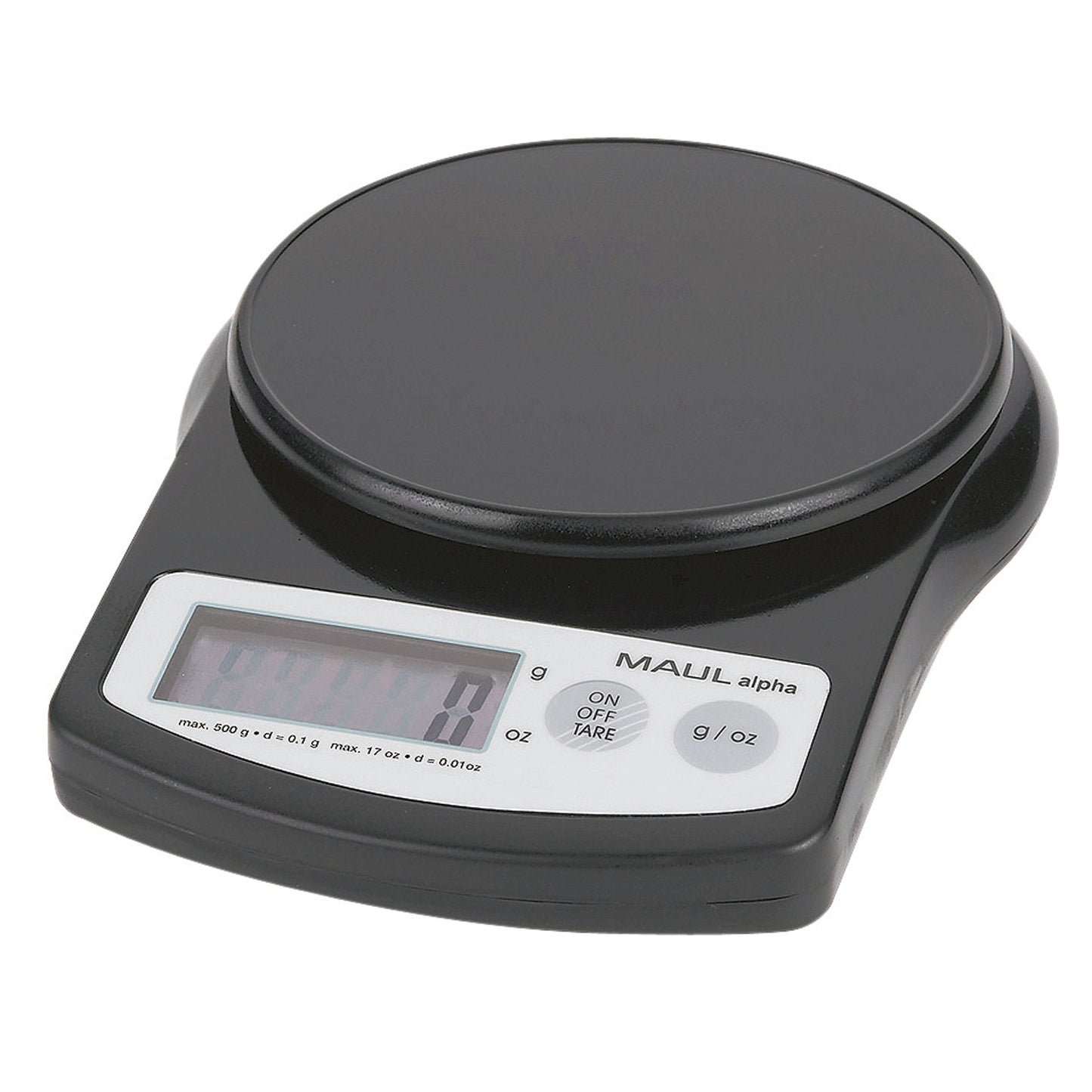 MAUL Präzisionswaage MAULalpha 13,7 x 3,6 x 18,8 cm (B x H x T) 0,2 - 0,5kg Kunststoff schwarz