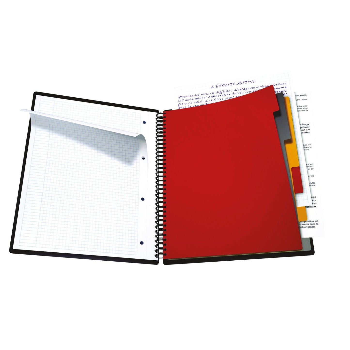 Oxford Collegeblock International Organiserbook DIN A4+ kariert 80g/m² Polypropylen grau/orange/rot 80 Bl.