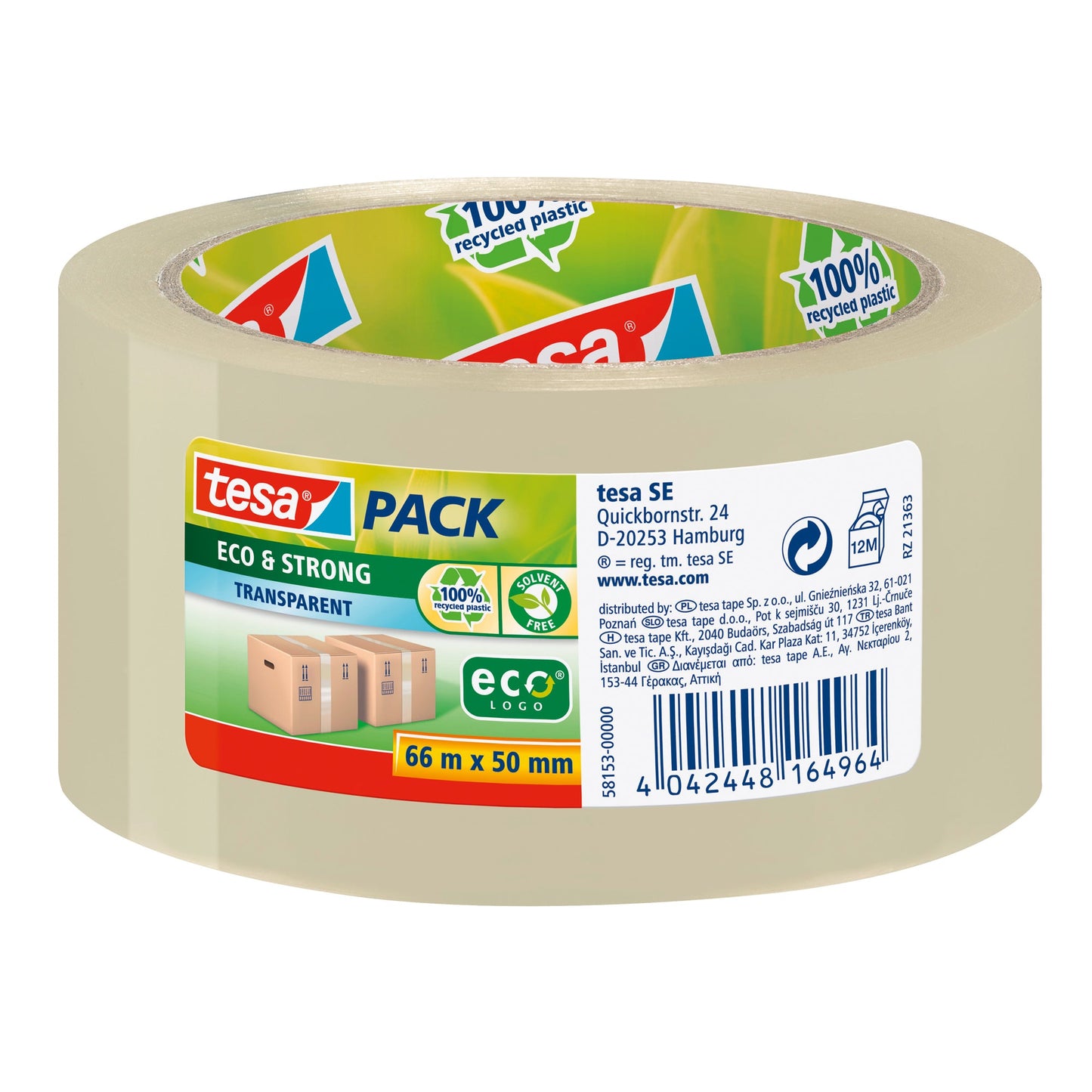 tesa® Packband tesapack® Eco & Strong 50 mm x 66 m (B x L) transparent