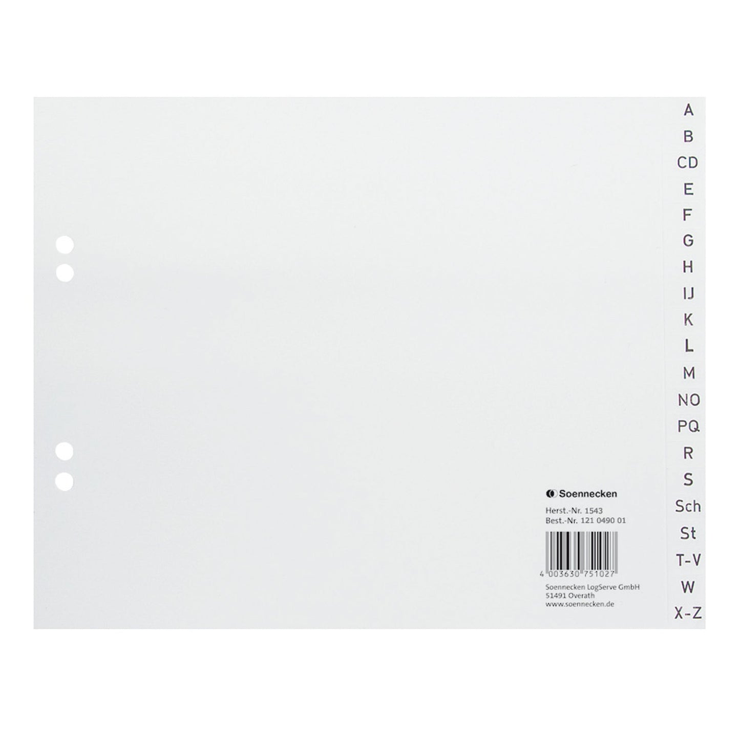 Soennecken A-Z Register DIN A4 Polypropylen weiß 20 Registerblätter