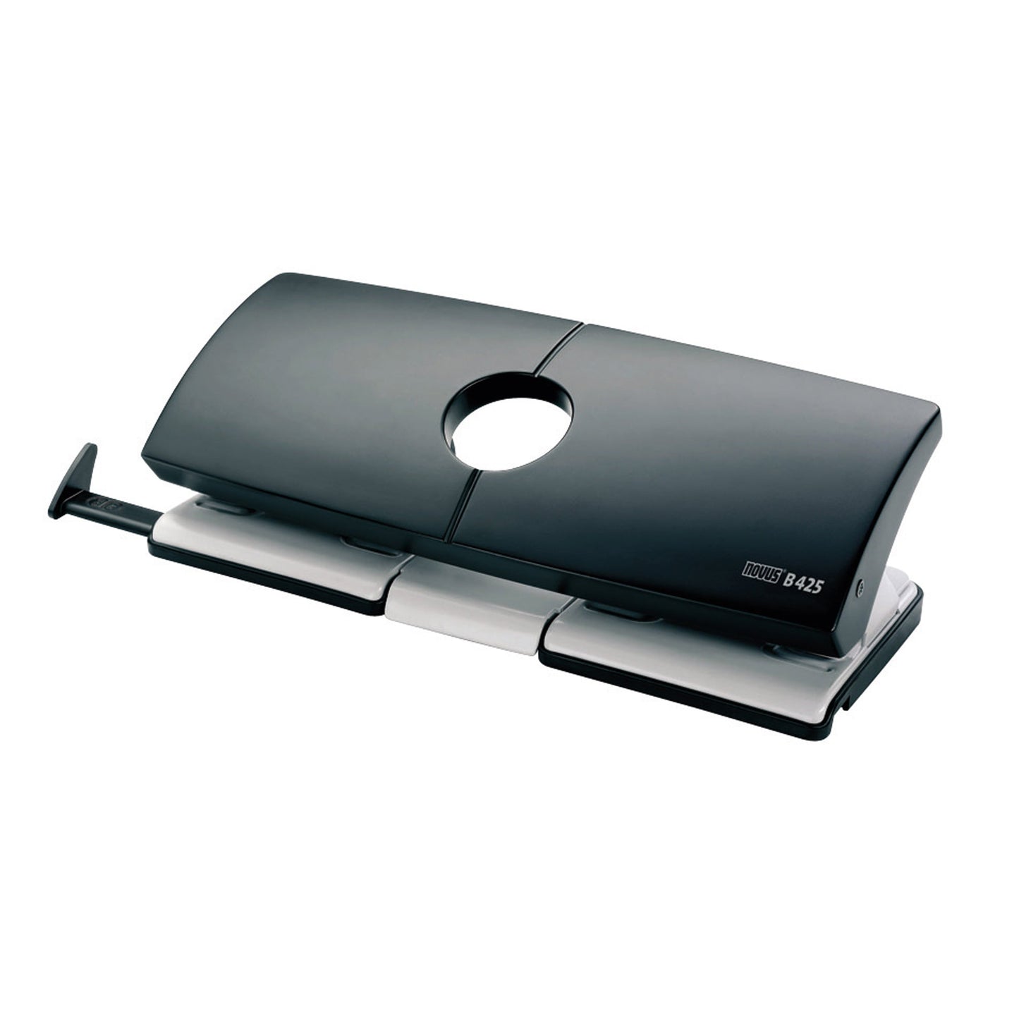 NOVUS Doppellocher B 425 8 x 8 x 8cm 25 Bl. (80 g/m²) mit Anschlagschiene lichtgrau/tiefschwarz