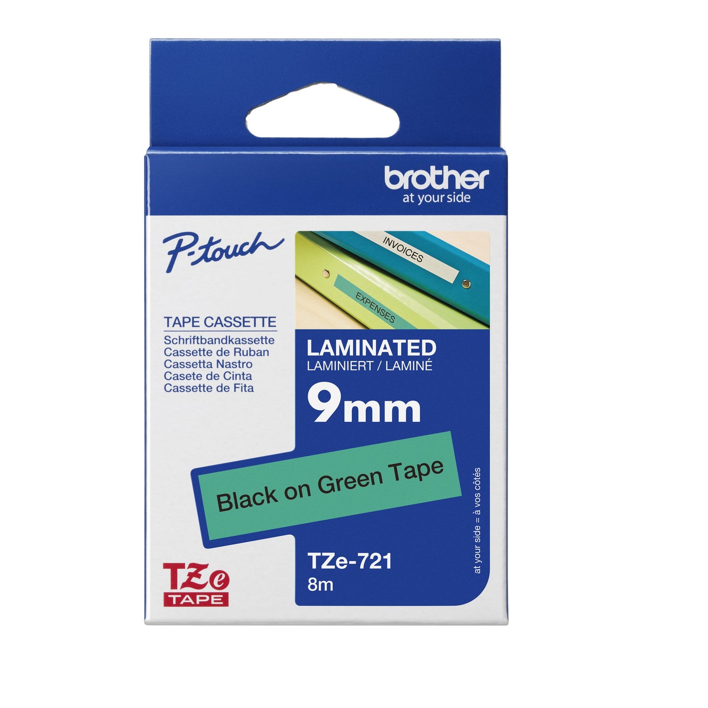 Brother Schriftbandkassette P-touch 9 mm x 8 m (B x L) grün schwarz