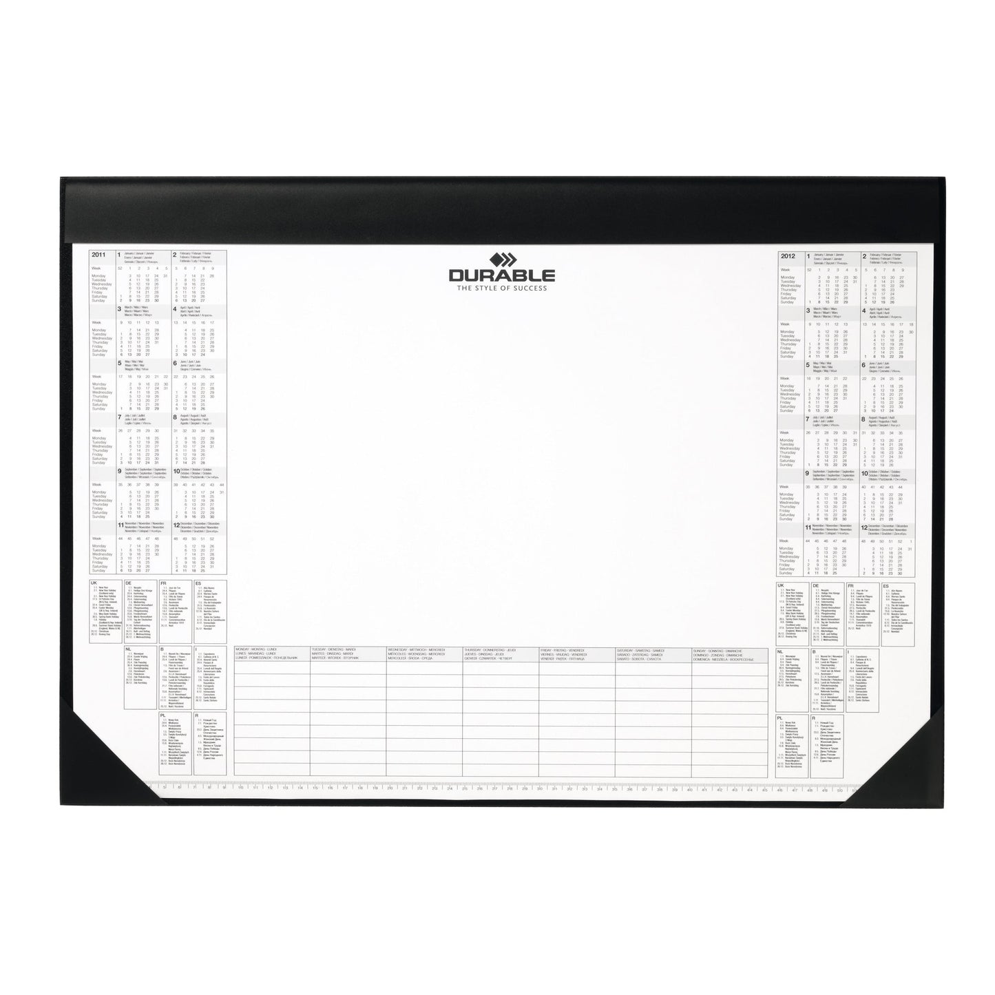 DURABLE Schreibunterlage 59 x 42 cm (B x H) mit Kalender 2 Jahre Kunststoff schwarz 25 Bl.
