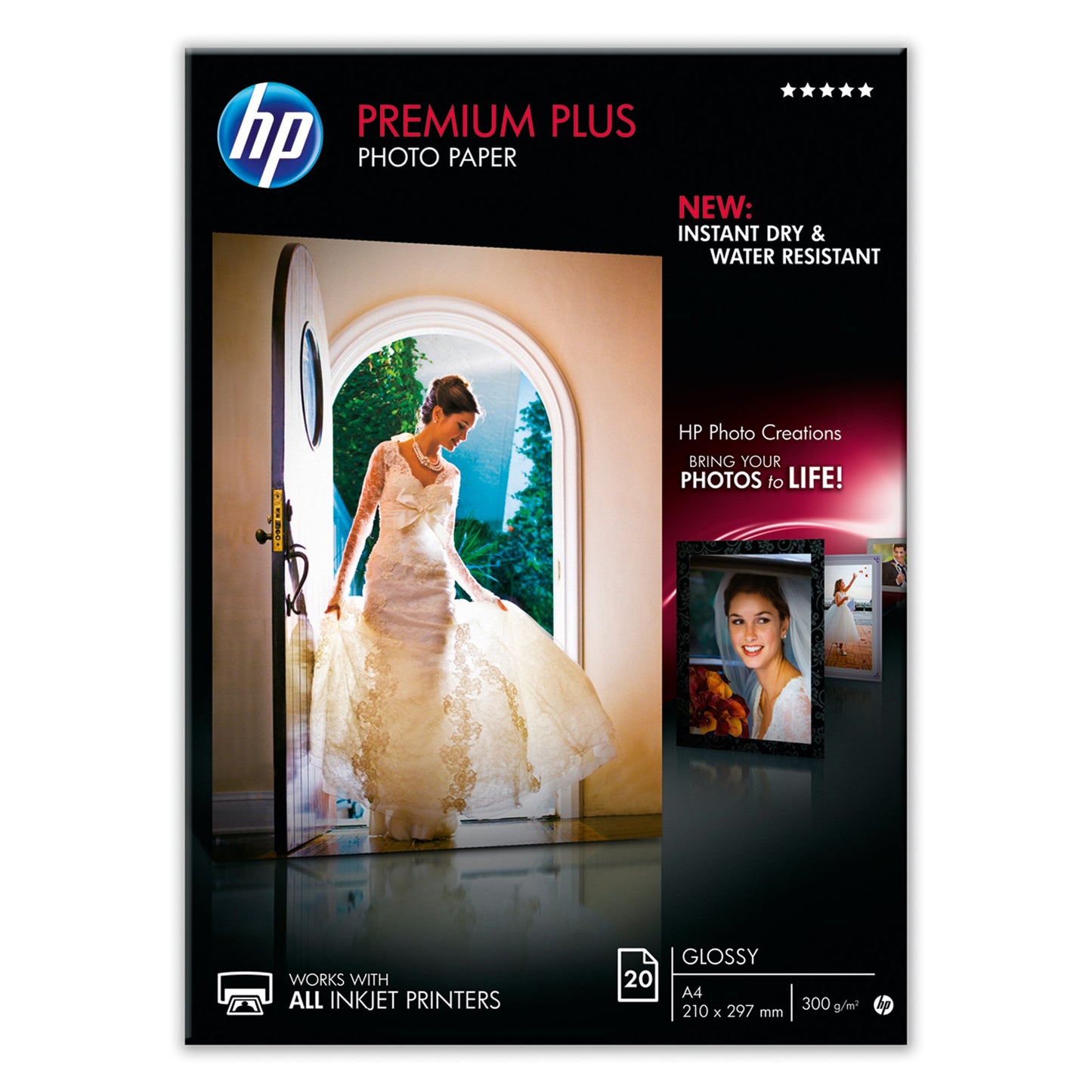 HP Fotopapier Premium Plus DIN A4 300g/m² weiß glänzend 20 Bl./Pack.