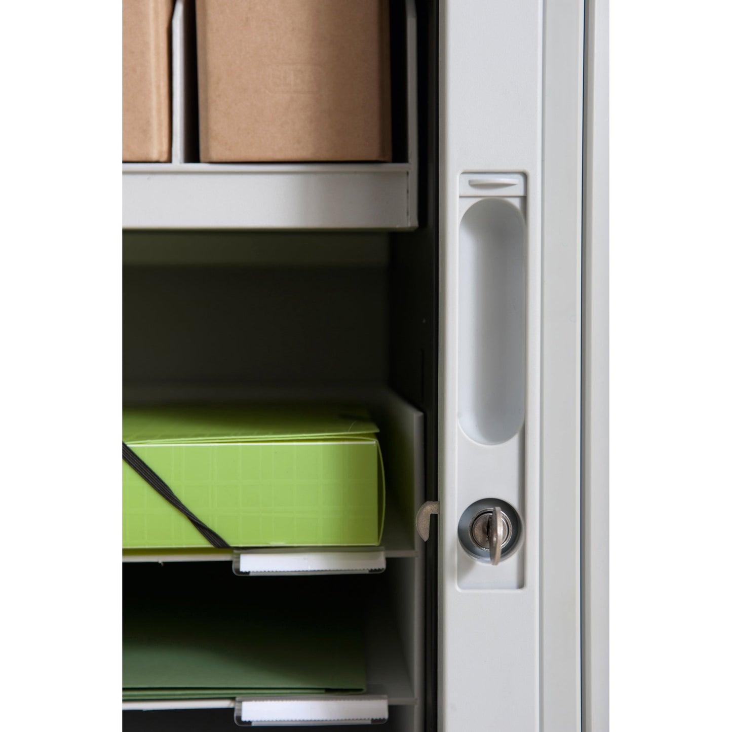 Paperflow Rollladenschrank easyOffice® 1.100 x 2.040 x 415 mm (B x H x T) 4 Fachböden grün weiß