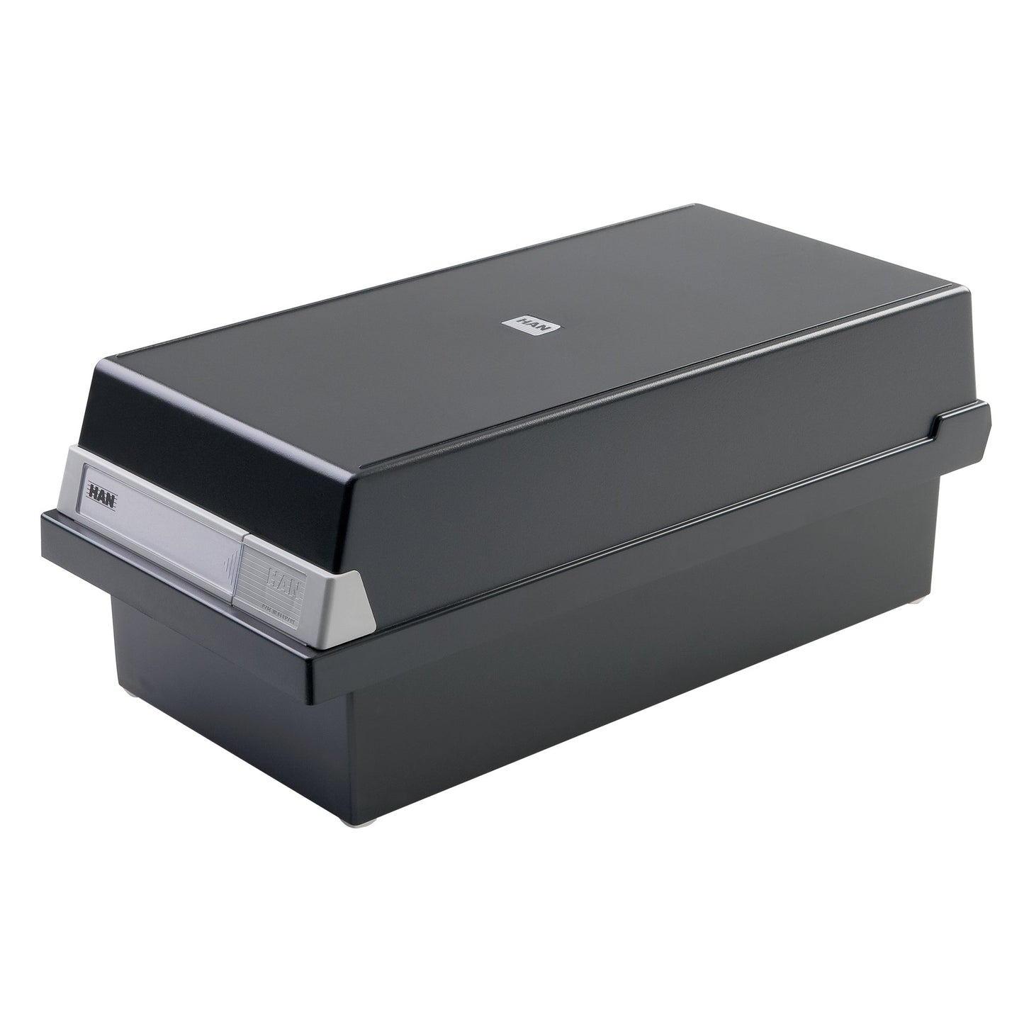 HAN Karteikasten 23,4 x 18 x 36 cm (B x H x T) DIN A5 quer 1.300 Karten Polystyrol schwarz 2 Stützplatten