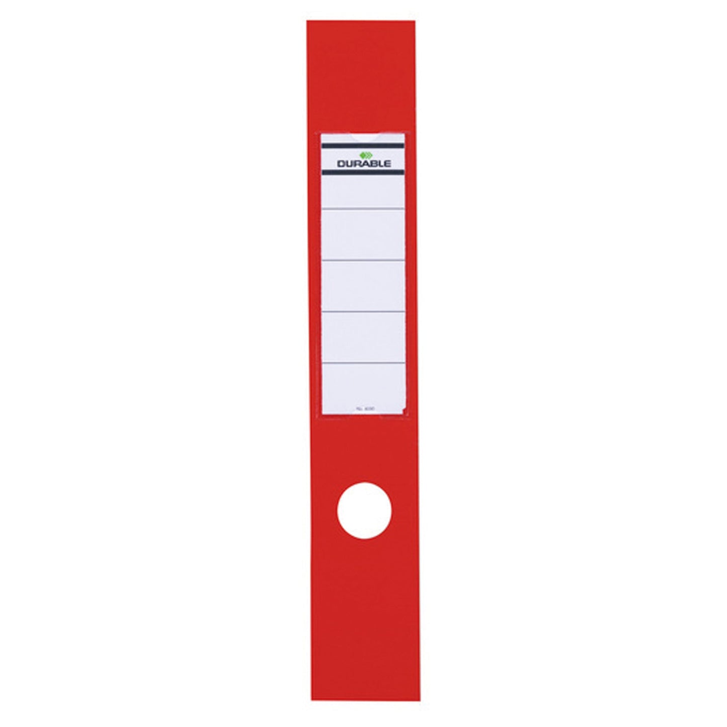 DURABLE Ordnerrückenetikett ORDOFIX® breit/lang 60 x 390 mm (B x H) selbstklebend mit Griffloch rot 10 Etik./Pack.