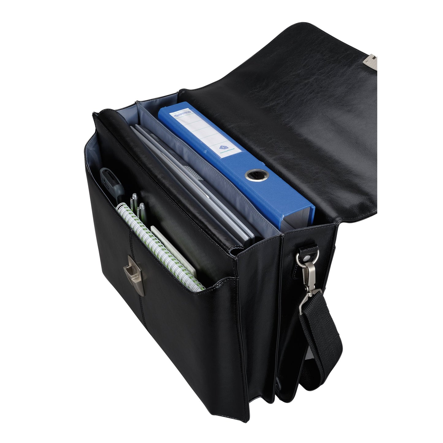 Alassio® Aktentasche FAENZA Außenmaße: 41 x 32,5 x 12 cm (B x H x T) Steckverschluss Leder schwarz