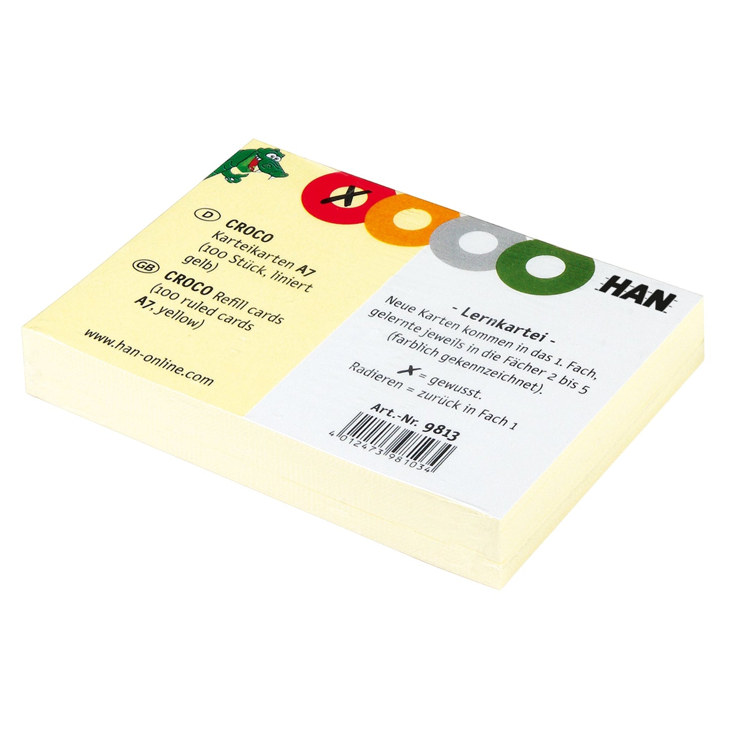 HAN Karteikarte DIN A7 quer liniert gelb 100 St./Pack.