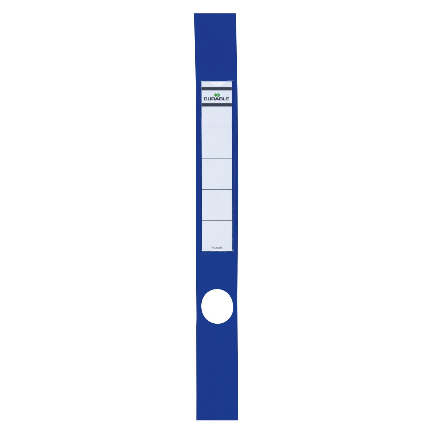 DURABLE Ordnerrückenetikett ORDOFIX® schmal/lang 40 x 390 mm (B x H) selbstklebend mit Griffloch blau 10 Etik./Pack.