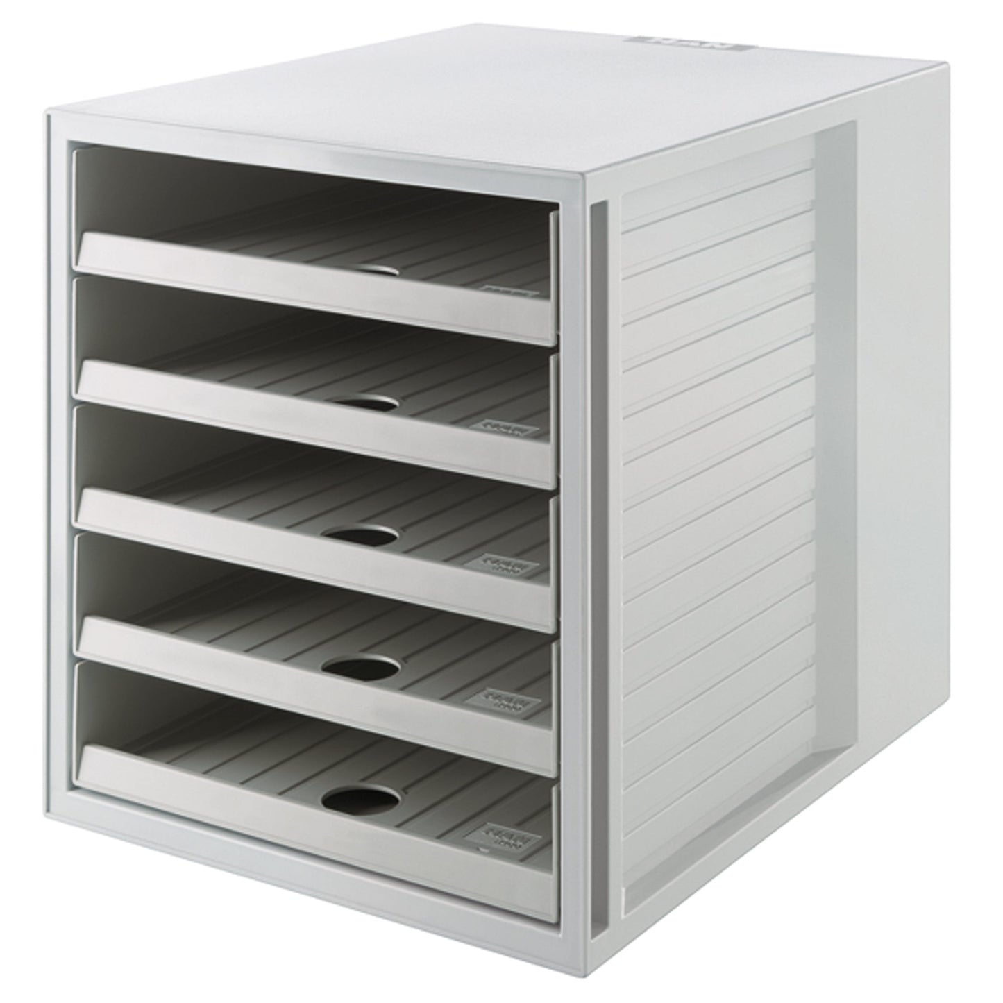 HAN Schubladenbox SCHRANK-SET KARMA 5 Schubladen DIN A4, DIN C4 Kunststoff, 80-100 % Rezyklat Gehäusefarbe: öko-grau Farbe der Schublade: öko-grau