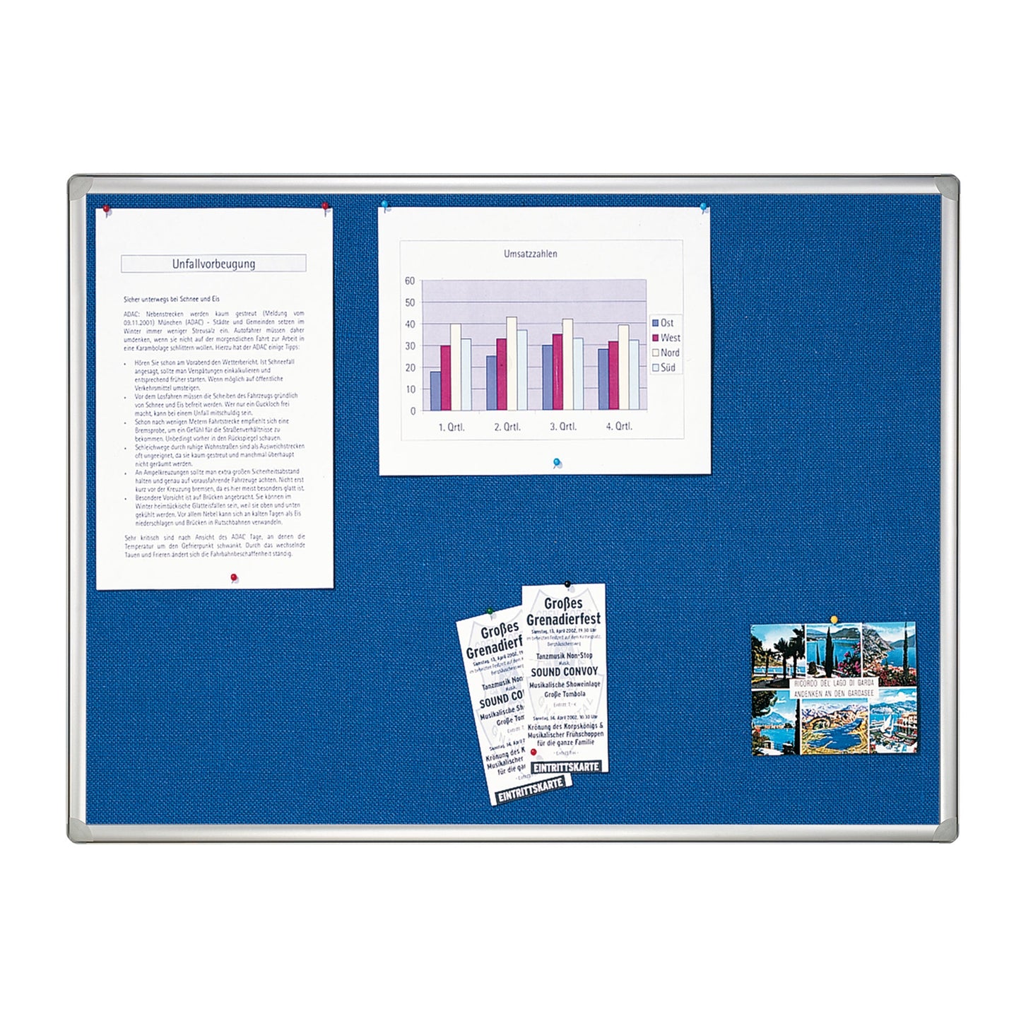 FRANKEN Pinnwand PRO 120 x 90 cm (B x H) Gleiterset Filz Material des Rahmens: Aluminium/Kunststoff blau