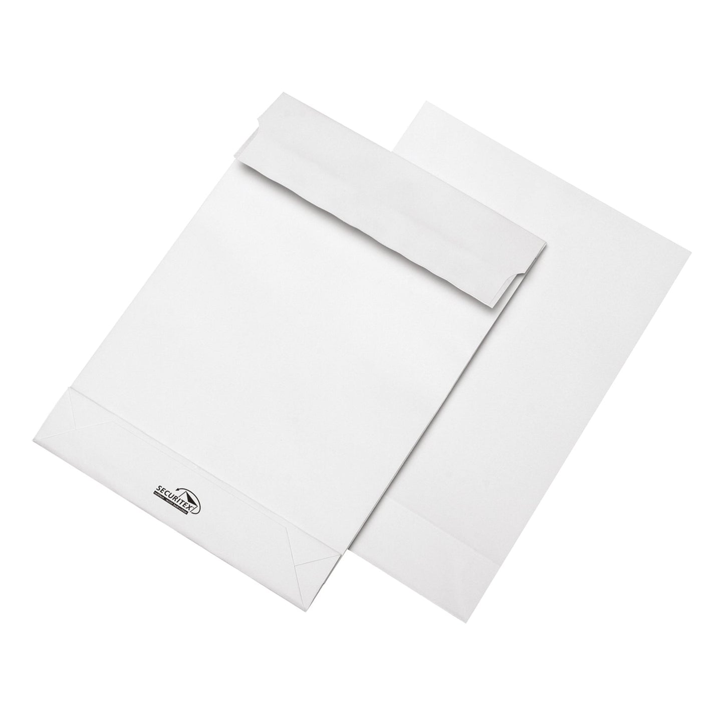 SECURITEX® Faltentasche DIN B4 250 x 353 mm (B x H) ohne Fenster 130g/m² mit Haftklebung Securitex® weiß 100 St./Pack.
