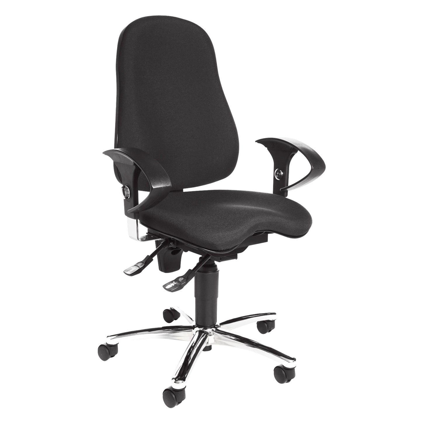 TOPSTAR Bürodrehstuhl Sitness® 10 46-56cm Permanentkontaktmechanik Rolle hart gebremst (für Teppichboden) Stahl, verchromt schwarz