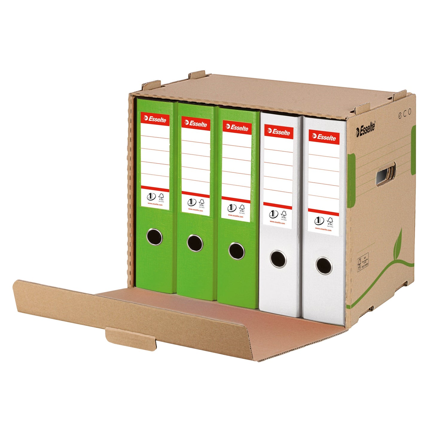 Esselte Archivbox ECO 42,7 x 34,3 x 30,5 cm (B x H x T) DIN A4 mit Archivdruck Wellpappe, 100 % recycelt naturbraun