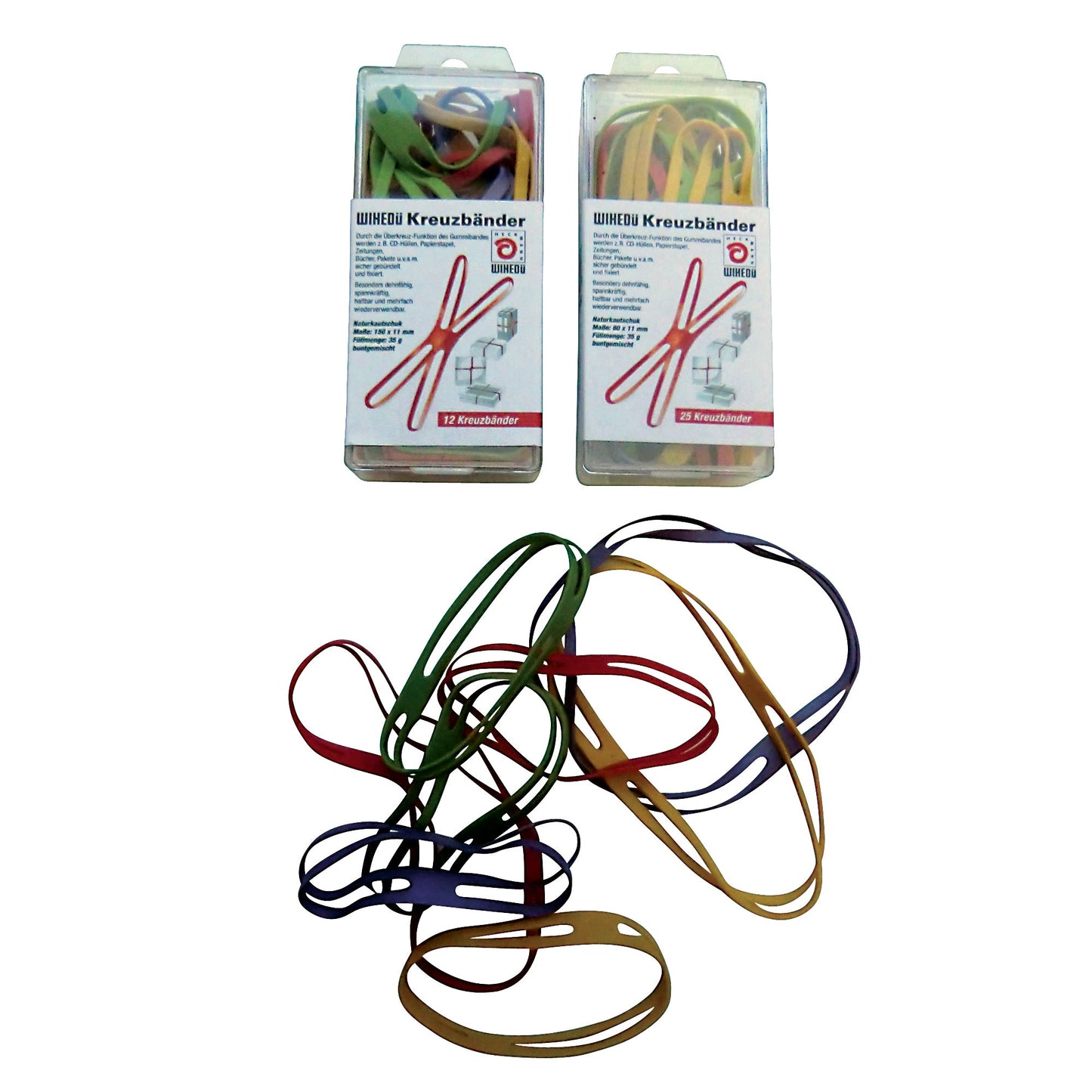 WIHEDÜ Kreuzband 11 x 150 mm (B x L) Naturkautschuk farbig sortiert 35g 12 St./Pack.