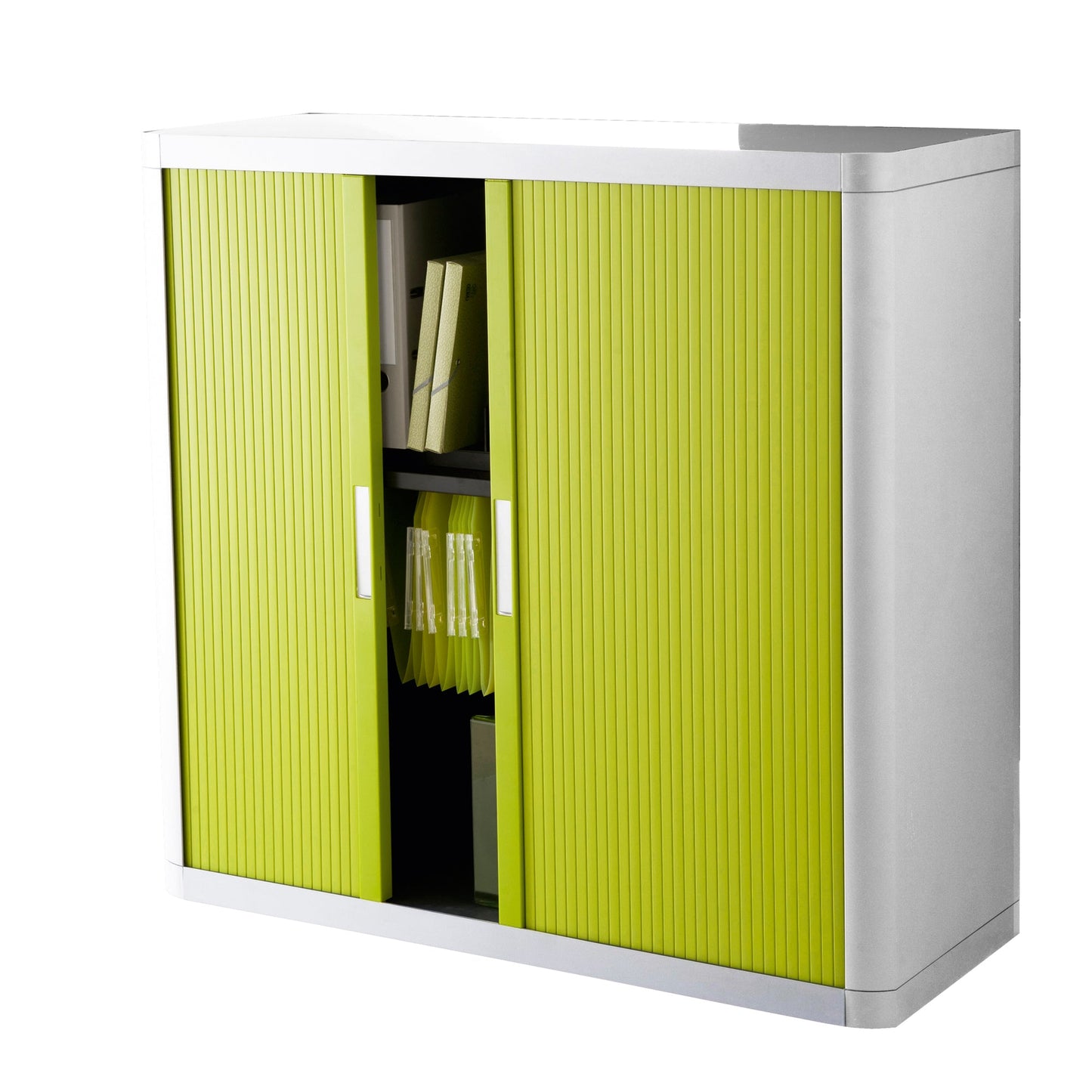 Paperflow Rollladenschrank easyOffice® 1.100 x 1.040 x 415 mm (B x H x T) 2 Fachböden grün weiß