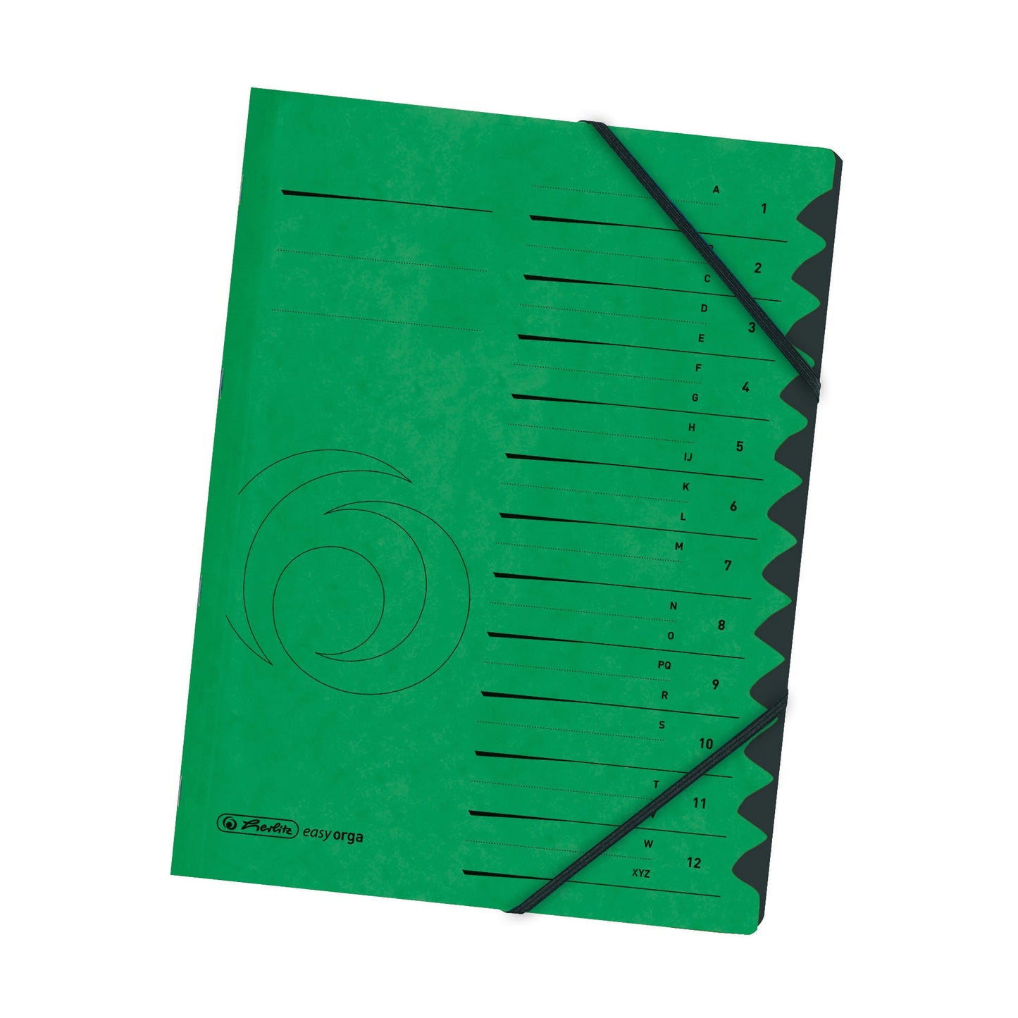 Herlitz Ordnungsmappe Qualitiy DIN A4 355g/m² Karton Farbe: grün Farbe des Fächerblocks: schwarz 12 Fächer