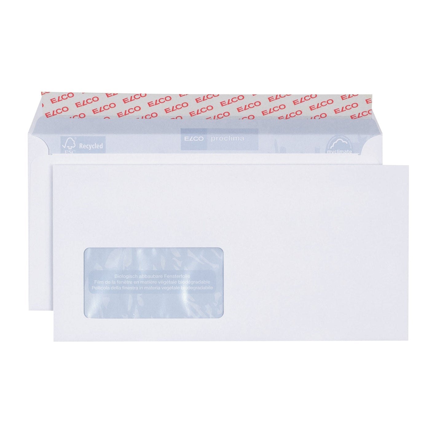 ELCO Briefumschlag Proclima DIN lang+ 229 x 114 mm (B x H) mit Haftklebung mit Fenster 100g/m² hochweiß 500 St./Pack.