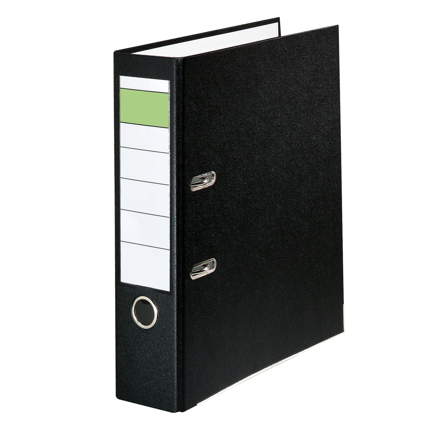 Ordner 80mm DIN A4 Rückenschild: einsteckbar mit Schlitzen Werkstoff: Pappe Material außen: Polypropylen Material innen: Papier schwarz