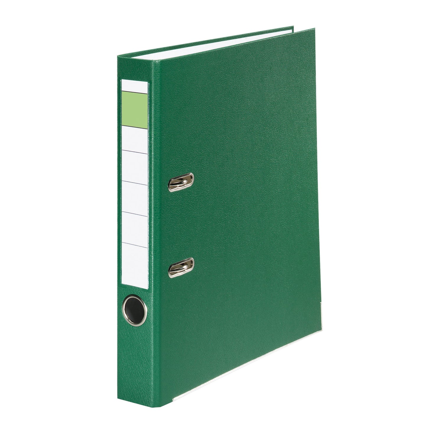 Ordner 50mm DIN A4 Rückenschild: einsteckbar mit Schlitzen Werkstoff: Pappe Material außen: Polypropylen Material innen: Papier grün
