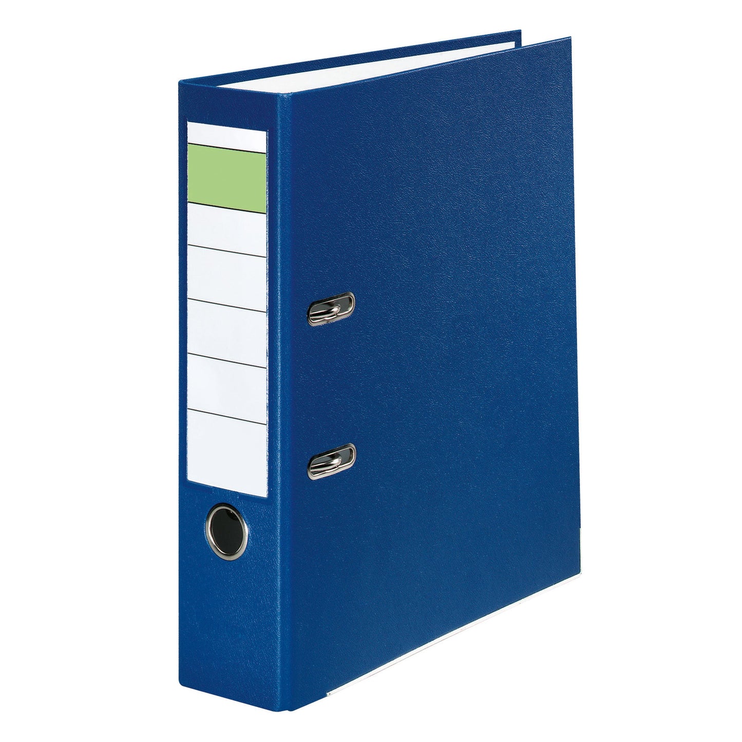 Ordner 80mm DIN A4 Rückenschild: einsteckbar mit Schlitzen Werkstoff: Pappe Material außen: Polypropylen Material innen: Papier blau