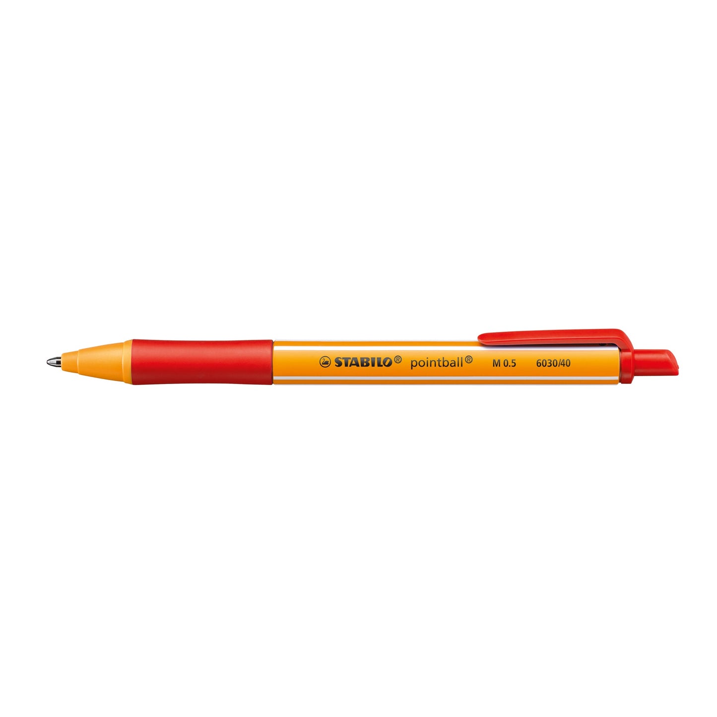 STABILO® Kugelschreiber pointball® 0,5mm M rot Mine auswechselbar nicht dokumentenecht Schaftfarbe: orange/weiß