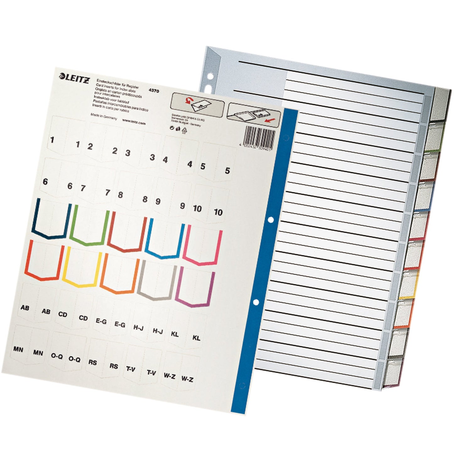 Leitz Ordnerregister DIN A4, Überbreite blanko Polypropylen grau 10 Registerblätter