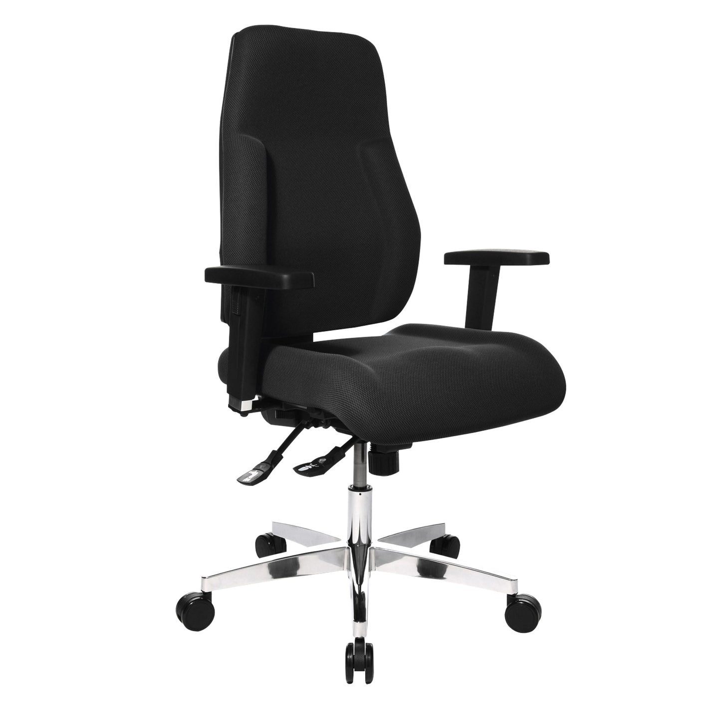 TOPSTAR Bürodrehstuhl Trendstar Objekt 43-51cm Punktsynchronmechanik Rolle hart gebremst (für Teppichboden) Aluminium, poliert schwarz