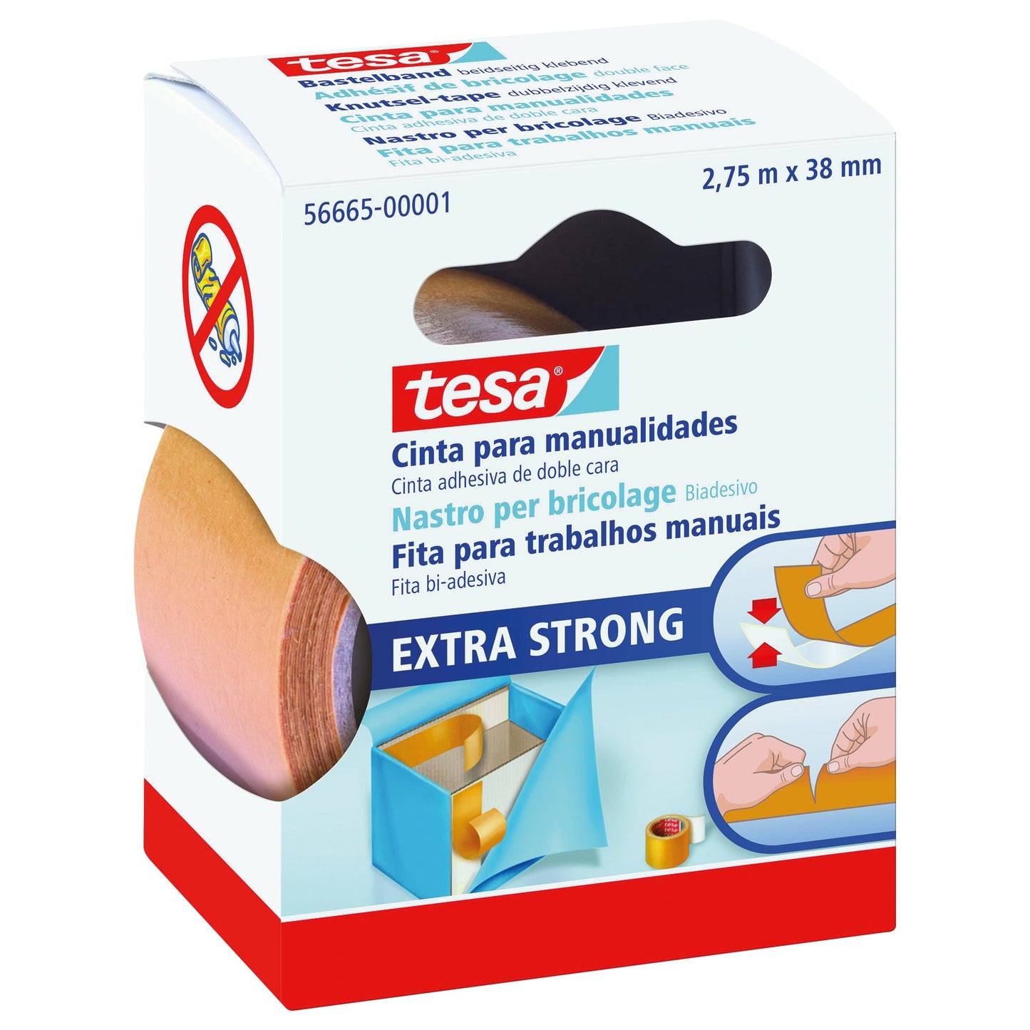 tesa® Klebeband Extra Strong 38 mm x 2,75 m (B x L) beidseitig klebend PVC/Kautschuk weiß