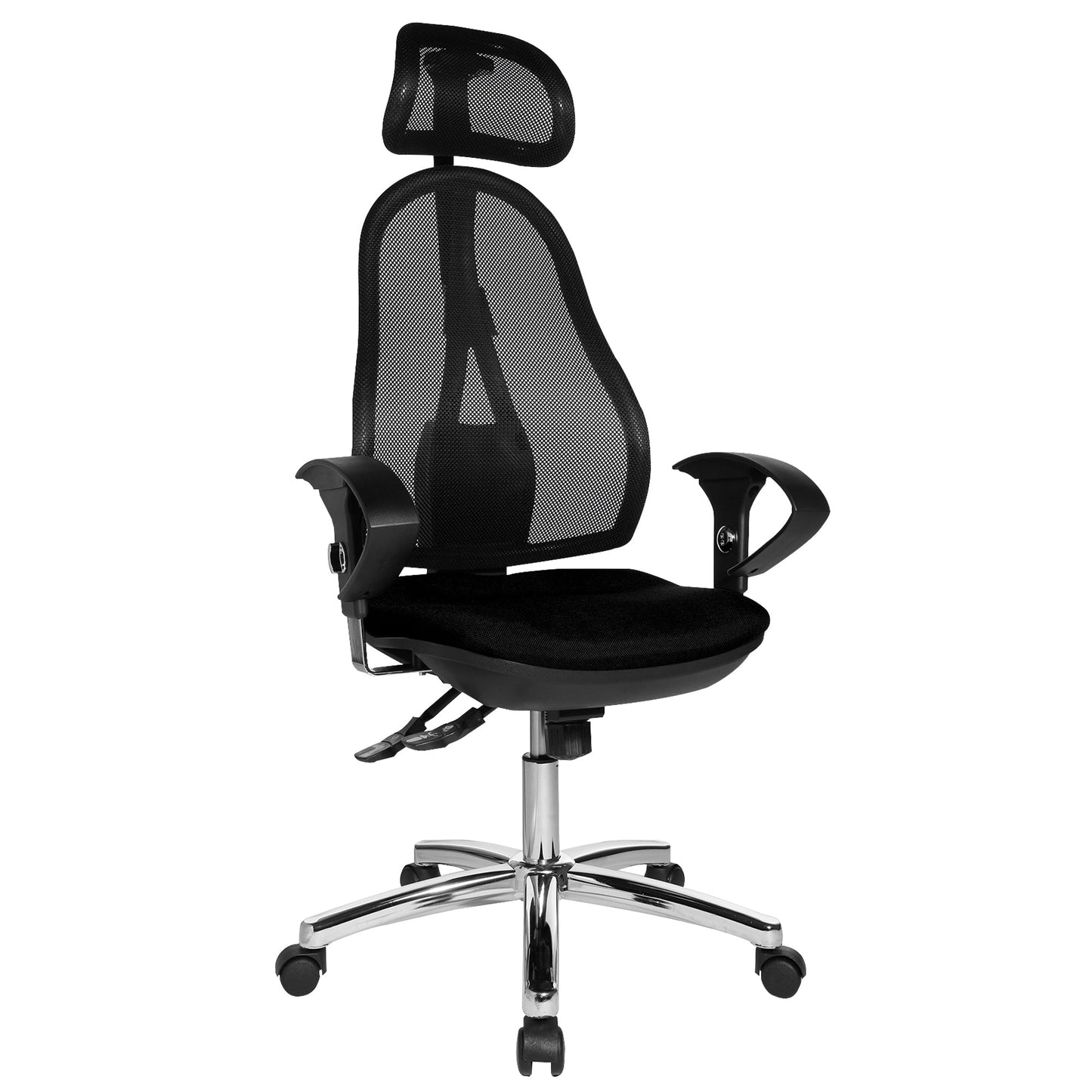 TOPSTAR Bürodrehstuhl Open Point SY Deluxe 43-51cm Rolle hart gebremst (für Teppichboden) Stahl, verchromt schwarz