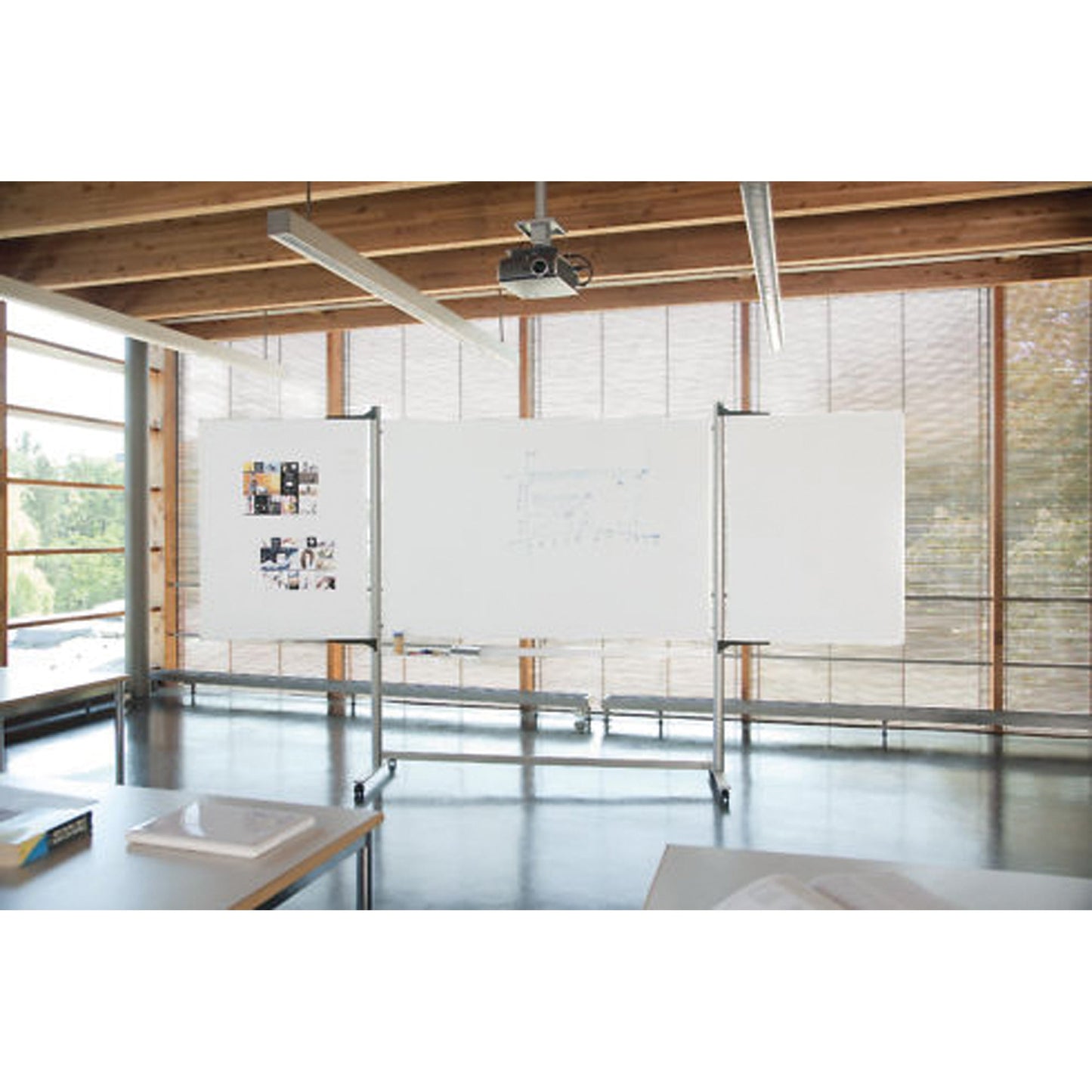 magnetoplan® Klapptafel ferroscript mobil 190/380 x 120 cm (B x H) Blech/Aluminium weiß