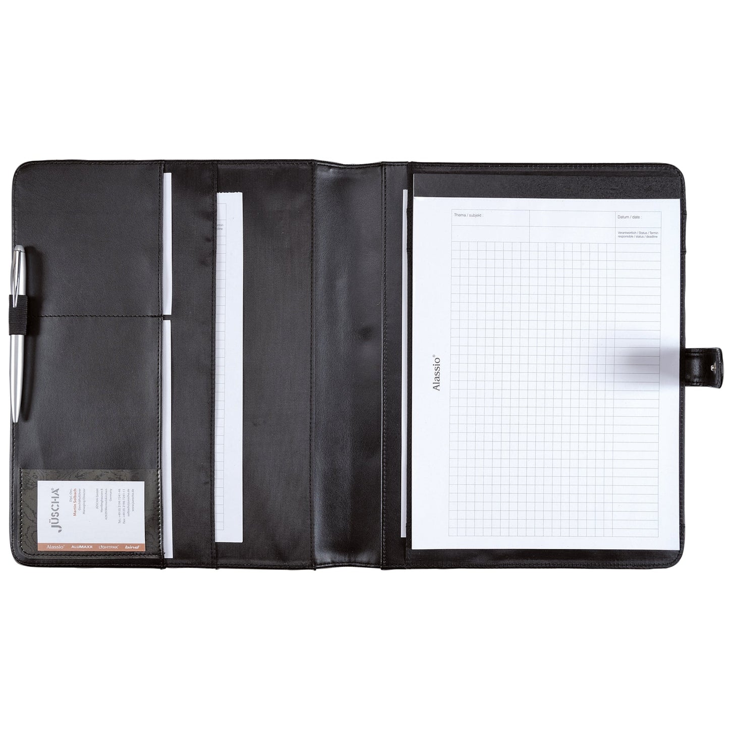 Alassio® Schreibmappe FANO 26 x 32,2 x 2 cm (B x H x T) Lederimitat/Nylon schwarz