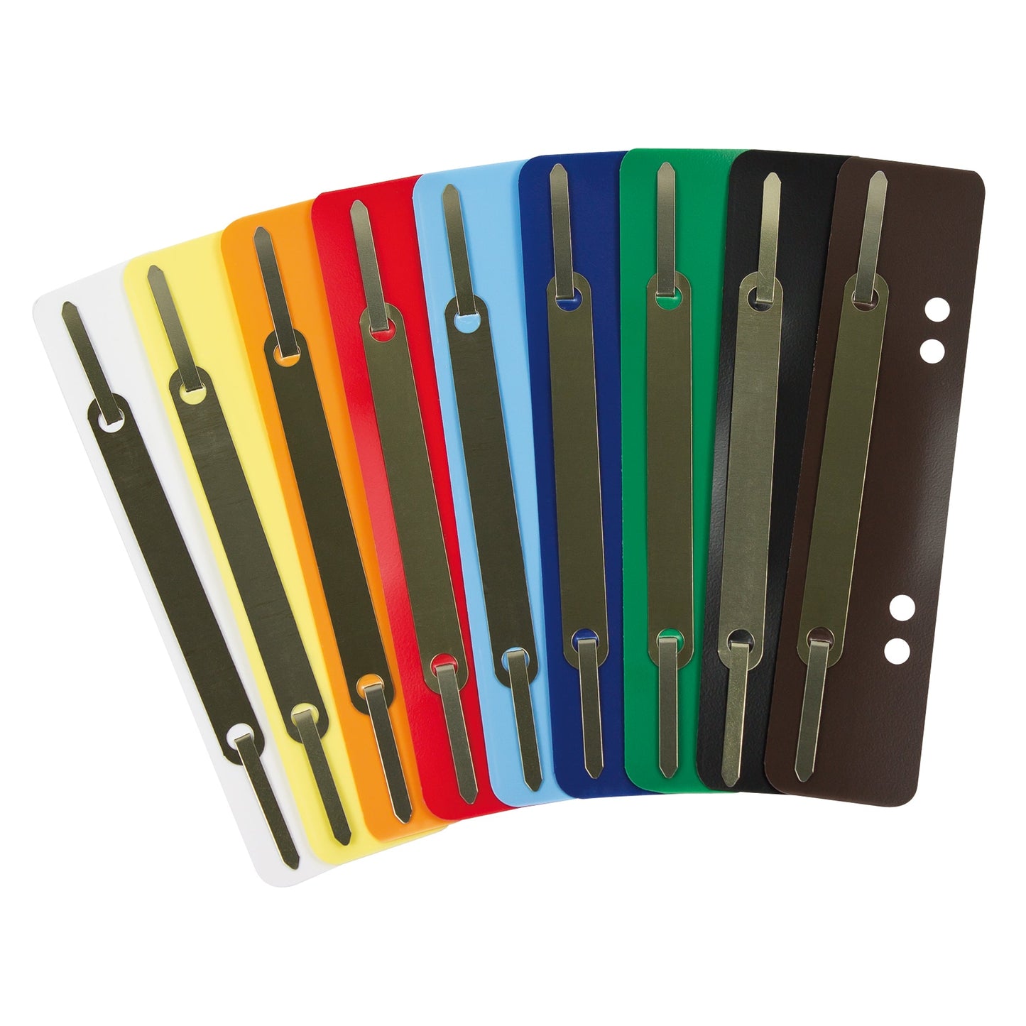 Soennecken Heftstreifen 3,4 x 15 cm (B x H) Polypropylen je 25 x weiß, gelb, orange, rot, hellblau, dunkelblau, dunkelgrün, grau, braun, schwarz 250 St./Pack.