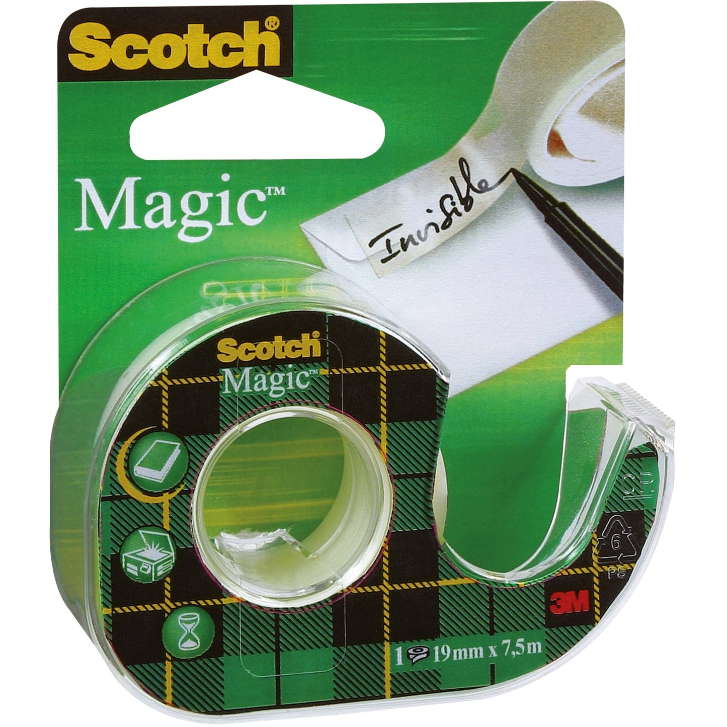 Scotch® Handabroller MagicT 10 x 7,5 x 2,5 cm (B x H x T) nachfüllbar inkl. 1 Rolle Magic Tape 810 unsichtbar, 19 mm x 7,5 m (B x L) mit Lösungsmittel transparent