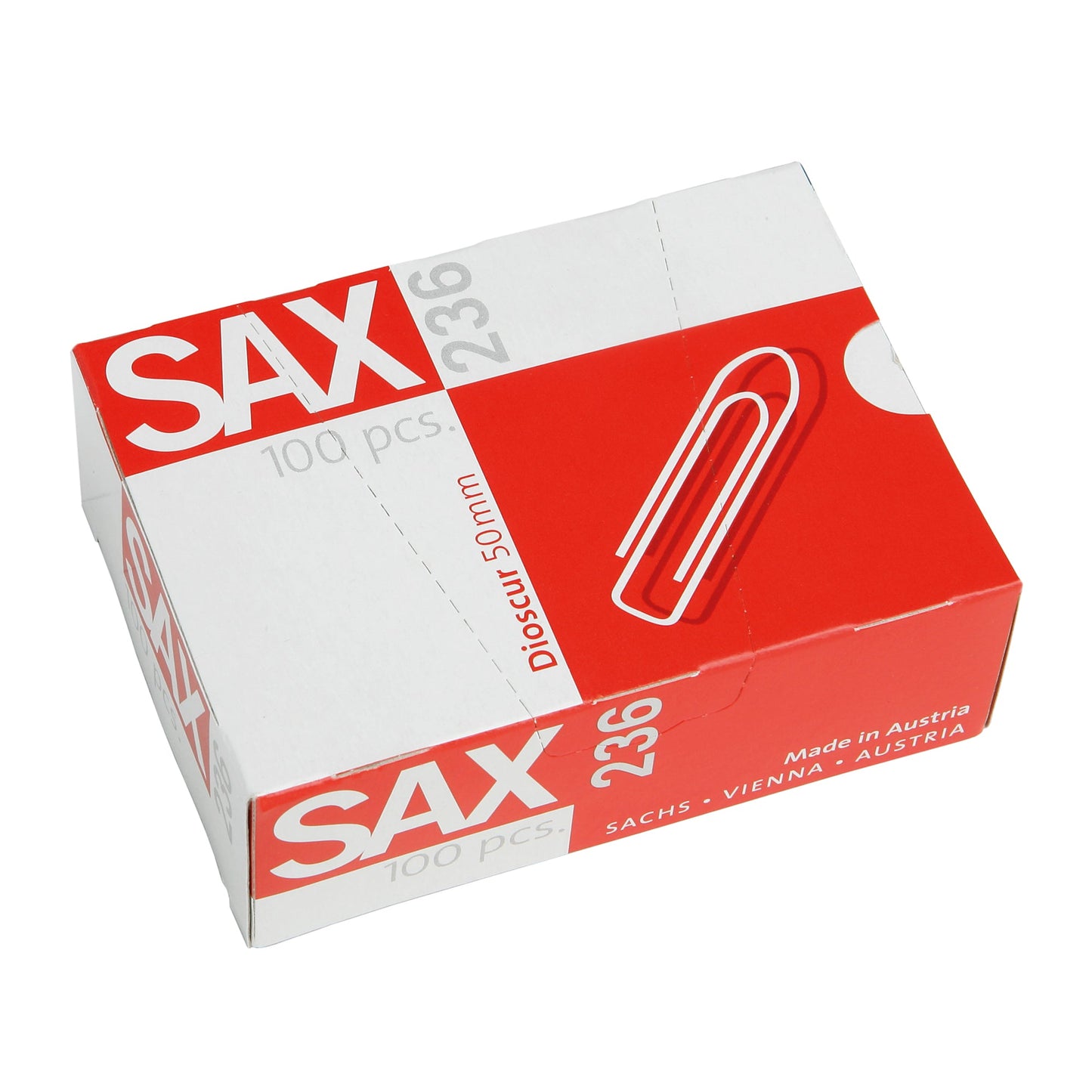 Sax Büroklammer glatt, spitze Form 50mm Metall verzinkt 100 St./Pack.