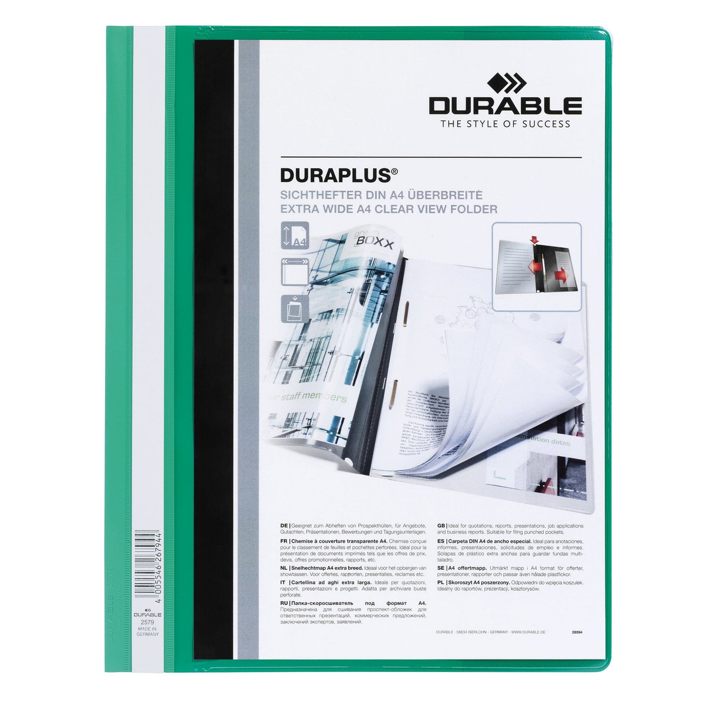 DURABLE Angebotshefter DURAPLUS® DIN A4, Überbreite PVC grün