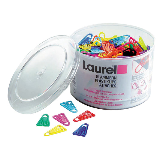 Laurel® Büroklammer Ds spitze Form 25mm Polystyrol farbig sortiert 500 St./Pack.