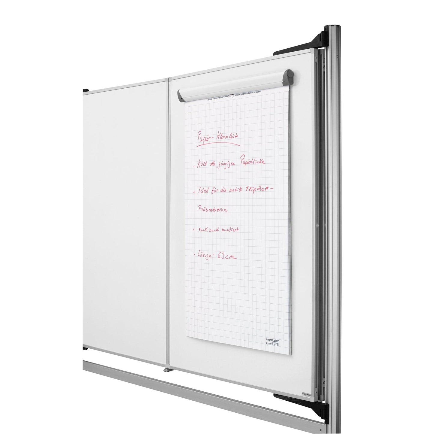 magnetoplan® Flipchartblockhalter Whiteboard 70 x 6 cm (B x H) weiß/grau