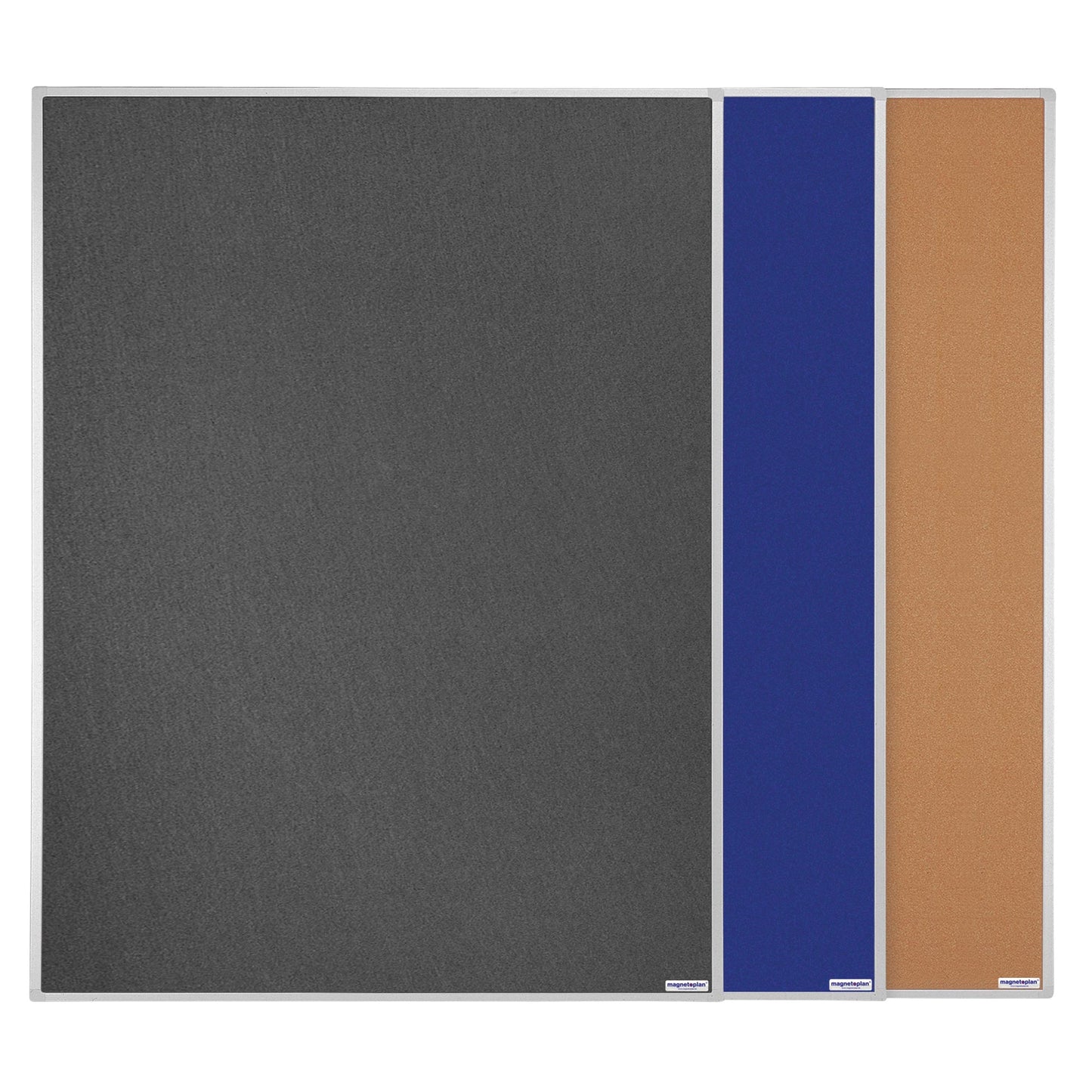 magnetoplan® Pinnwand SP 151,5 x 121,5 cm (B x H) Maße der Oberfläche: 148,5 x 118,5 cm (B x H) Wandschienensystem Kompakt und Modular Filz Material des Rahmens: Aluminium grau