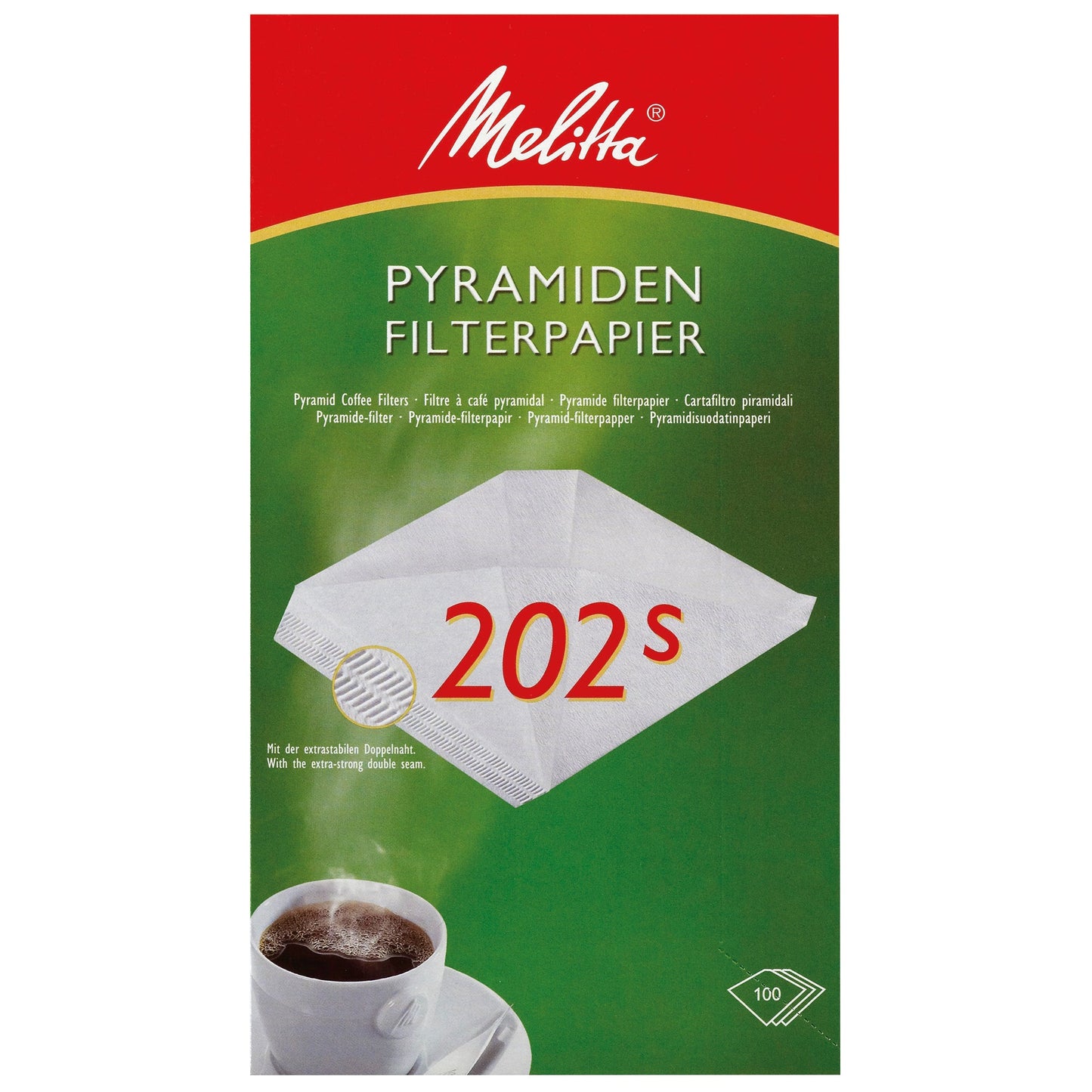 Melitta Kaffeefilter Pyramide 202S Papier weiß 100 St./Pack.