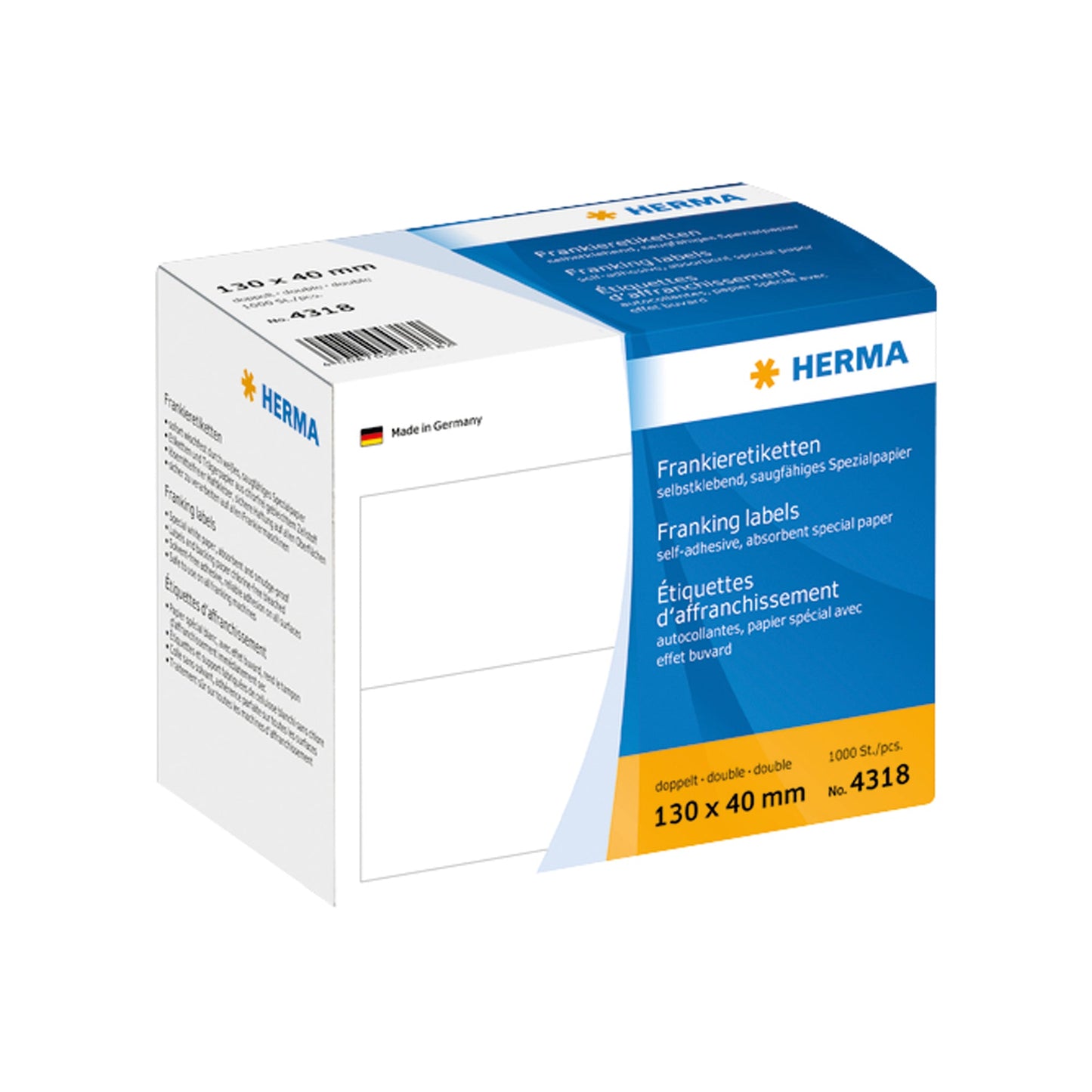 HERMA Frankieretikett 130 x 40 mm (B x H) Papier weiß 1.000 Etik./Pack.