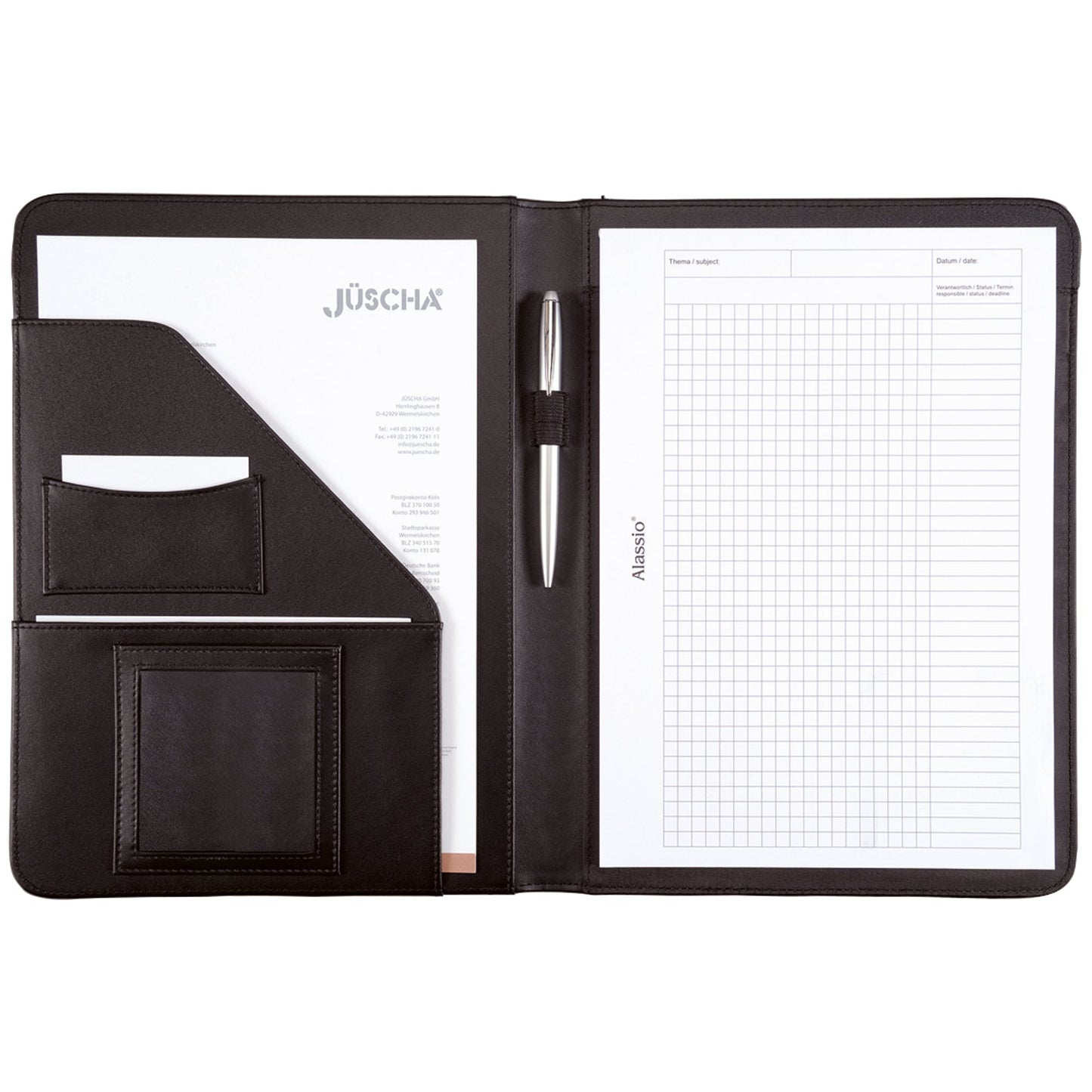 Alassio® Schreibmappe MARES 33 x 24 x 2,5 cm (B x H x T) Kunstleder schwarz