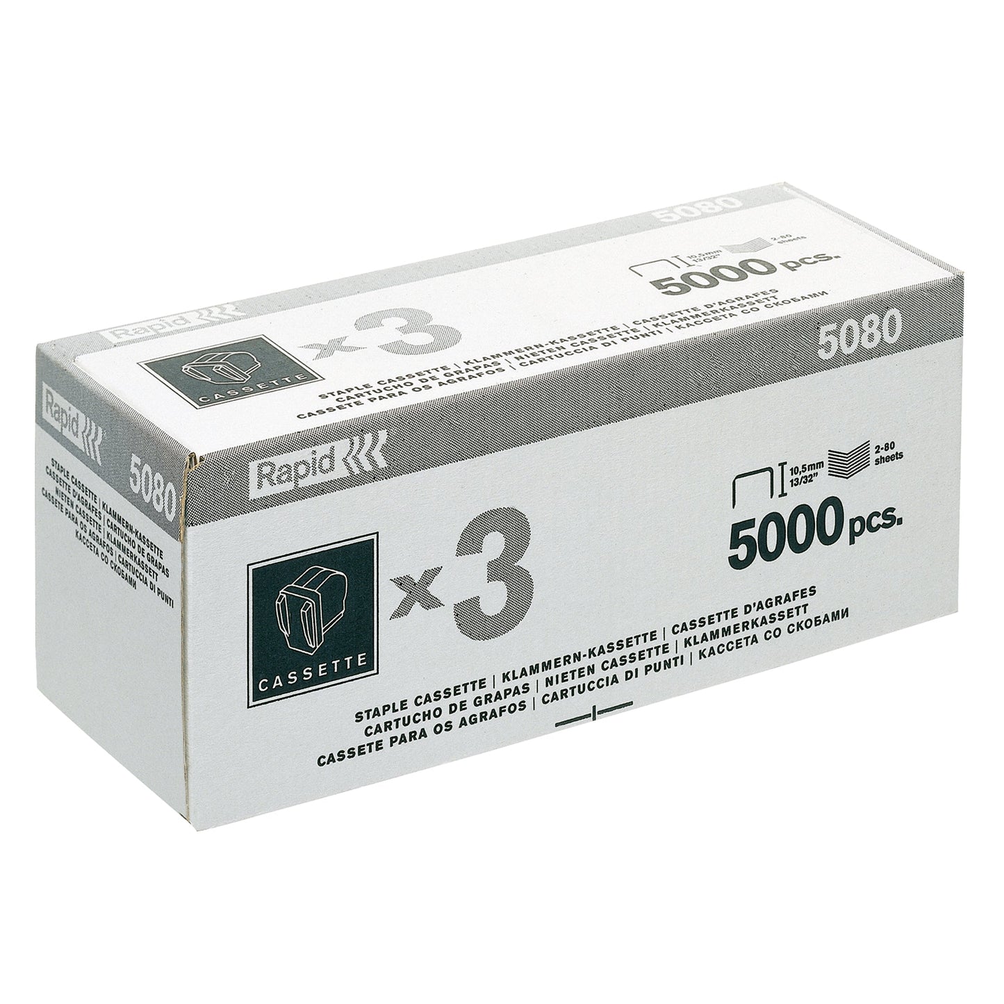 Rapid Heftklammerkassette 5080 Rapid Elektroheftgerät 5080e 80 Bl. (80 g/m²) silber 5.000 St./Pack.