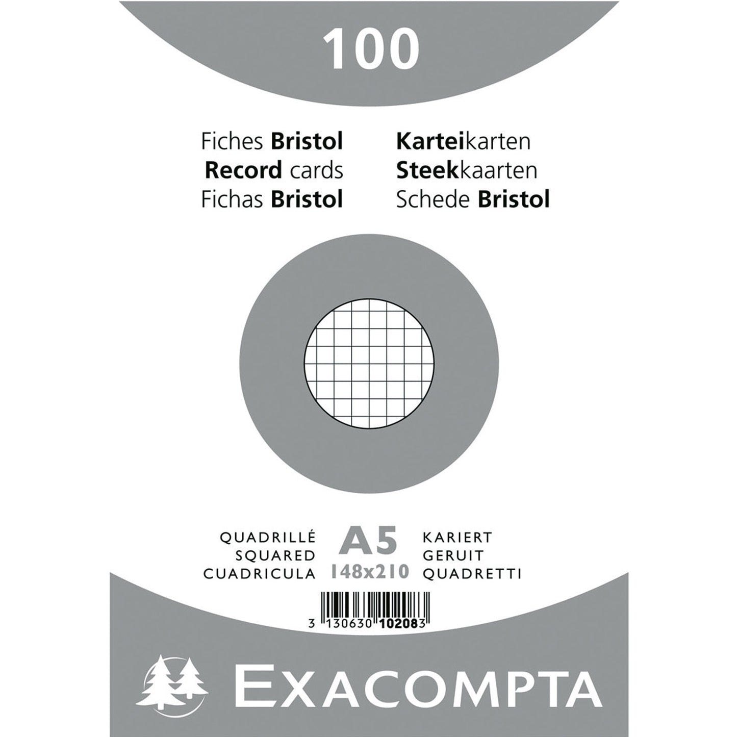 Exacompta Karteikarte DIN A5 kariert weiß 100 St./Pack.