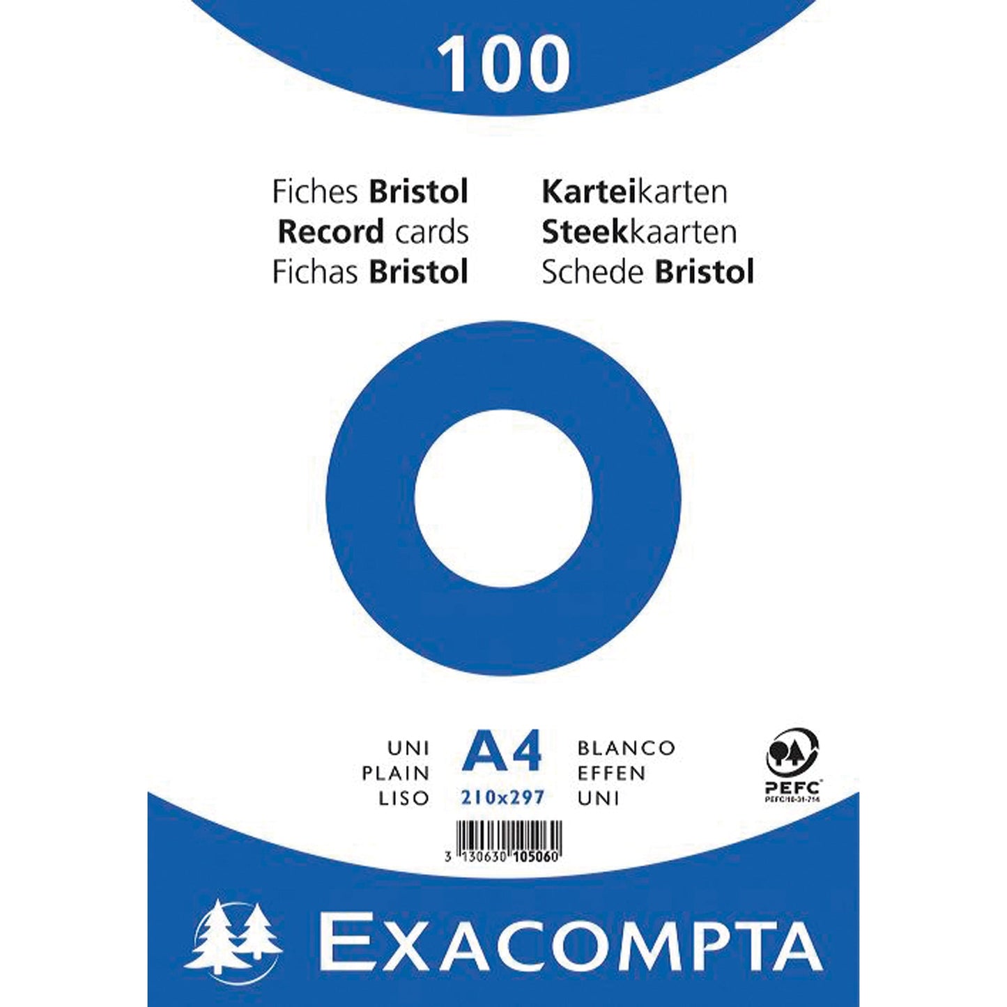 Exacompta Karteikarte DIN A4 blanko weiß 100 St./Pack.