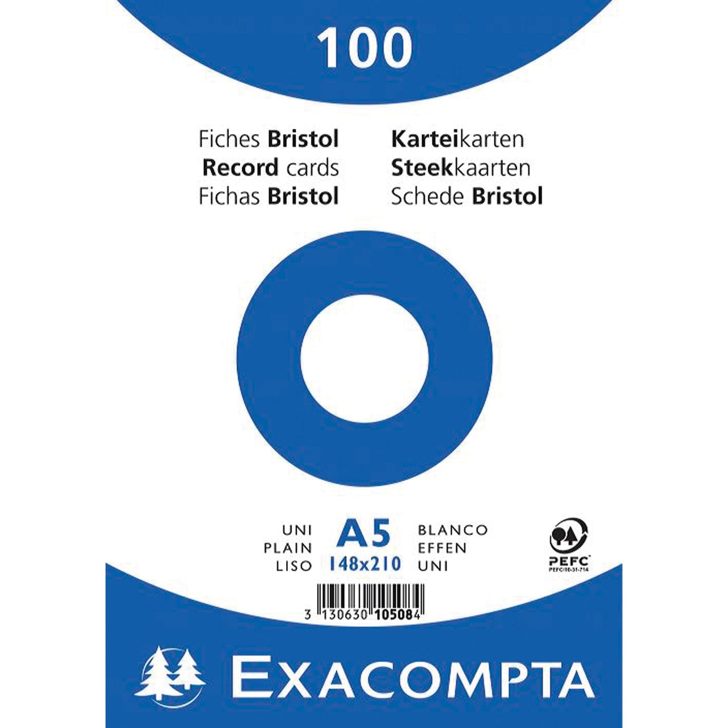 Exacompta Karteikarte DIN A5 blanko weiß 100 St./Pack.