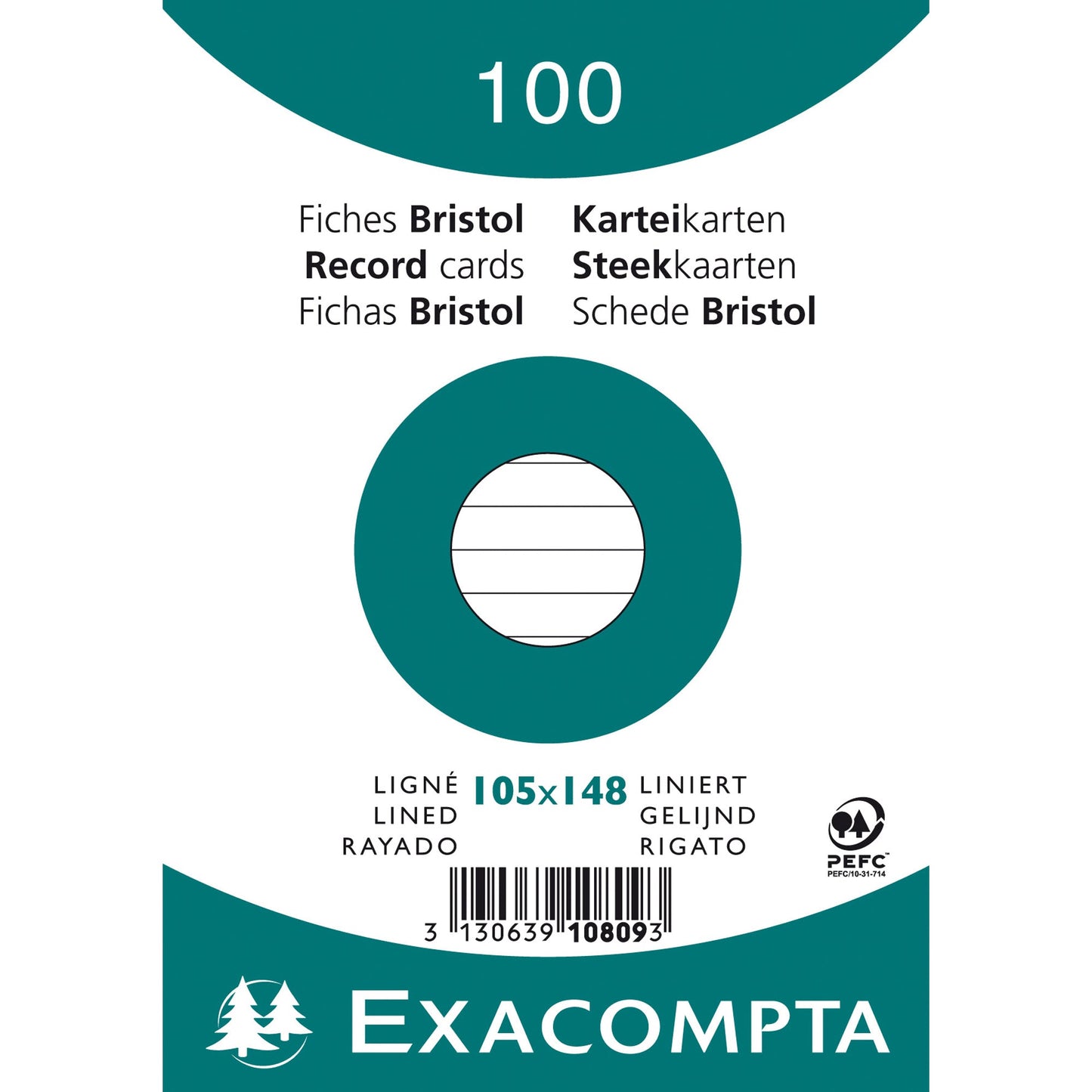 Exacompta Karteikarte DIN A6 liniert weiß 100 St./Pack.